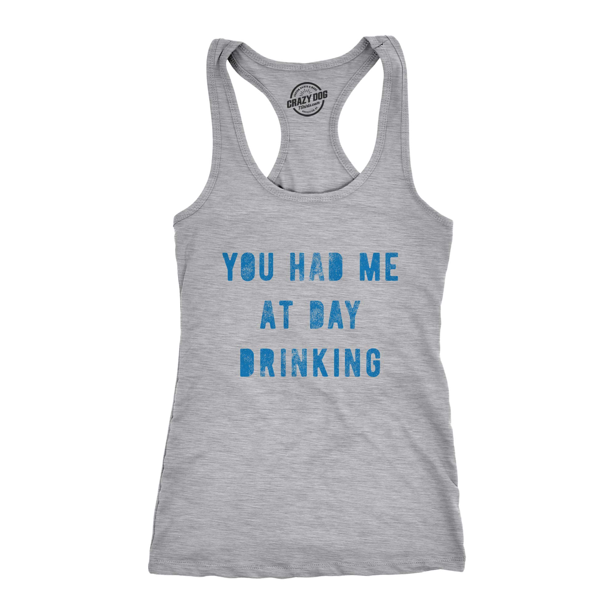 Funny Women's Fitness Tank Top - 'You Had Me at Day Drinking' Beer & Wine Humor - Perfect for Gym, Parties & Casual Wear