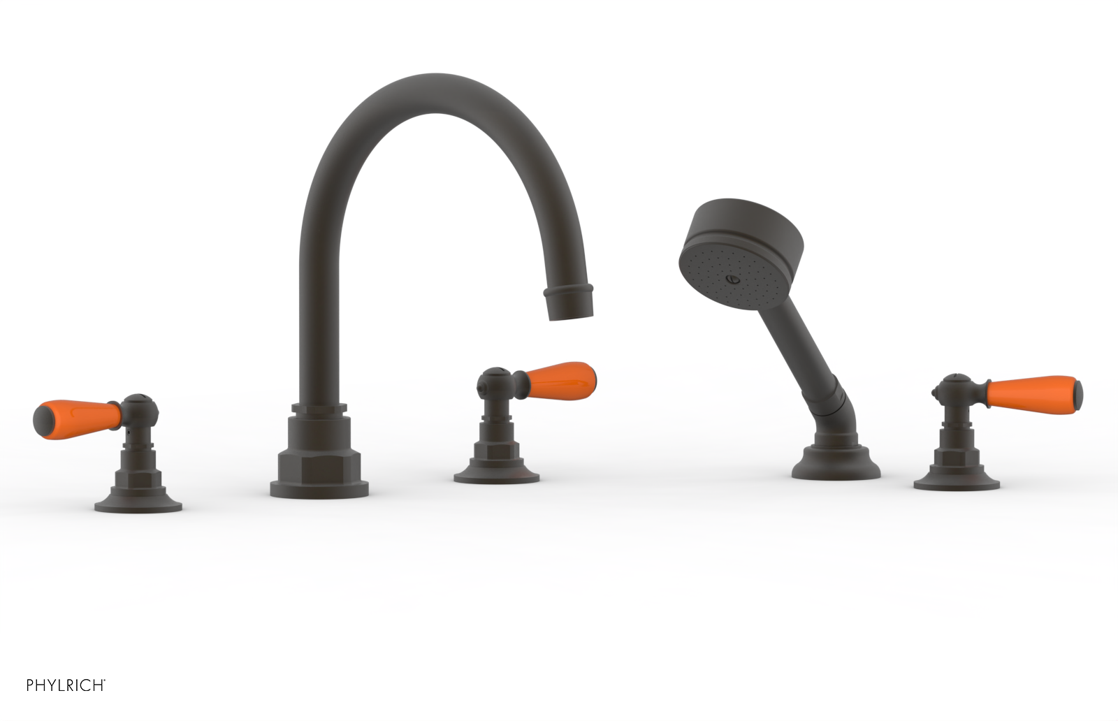 Jamestown Deck Tub Set with Hand Shower - Lever Handles & Orange Accents (165-49) - Perfect for Outdoor Bathing & Relaxation in Your Backyard or Garden