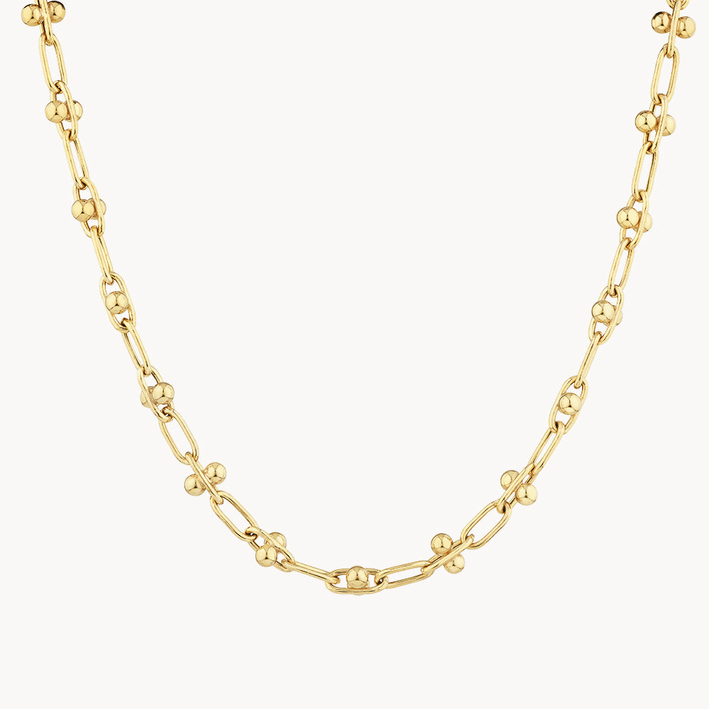 Gold Bauble Paperclip Chain Necklace - Trendy Layering Jewelry for Women, Perfect for Everyday Wear & Special Occasions