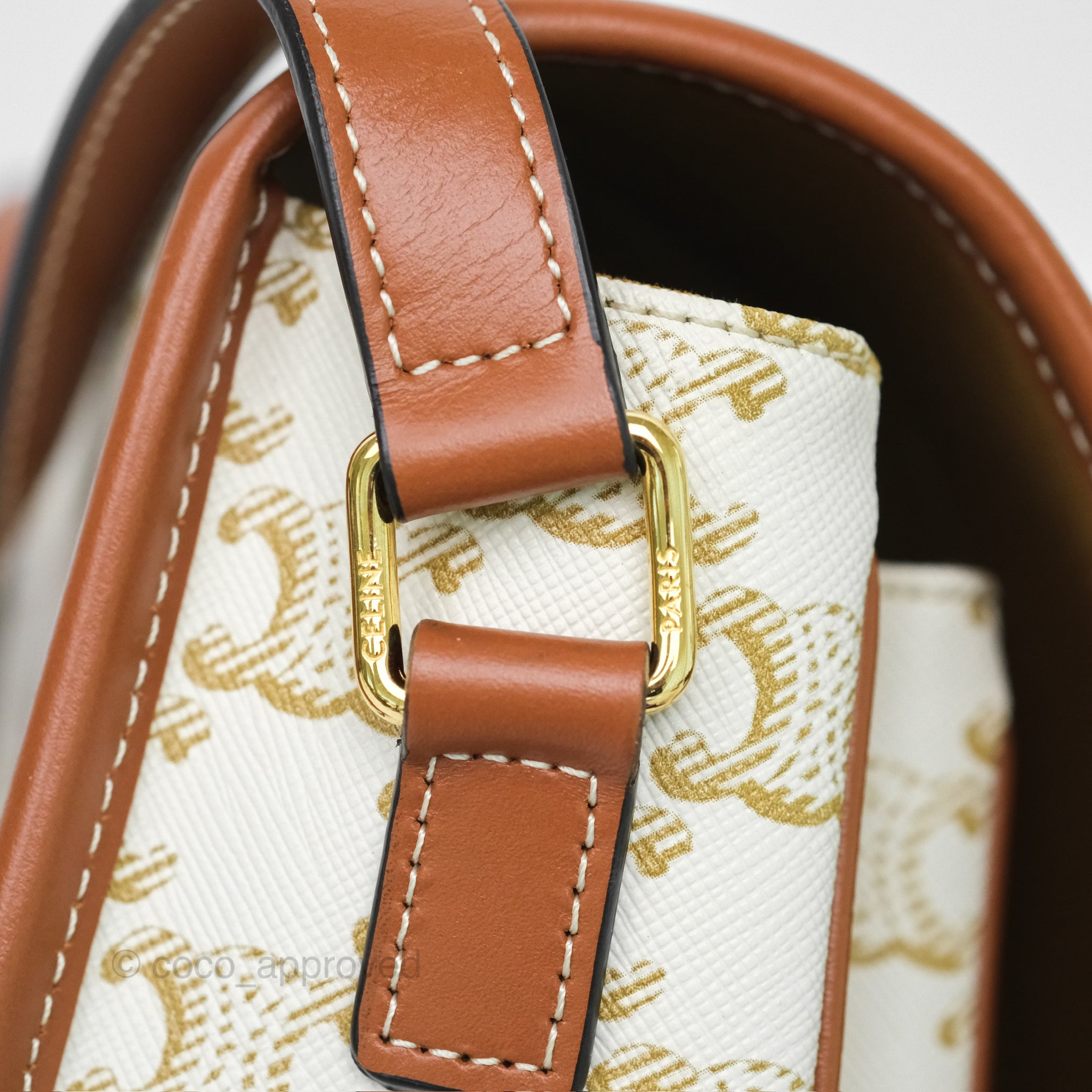 Celine Medium Triomphe Canvas Folco Bag in White - Luxury Handbag for Women, Perfect for Work, Travel & Everyday Use
