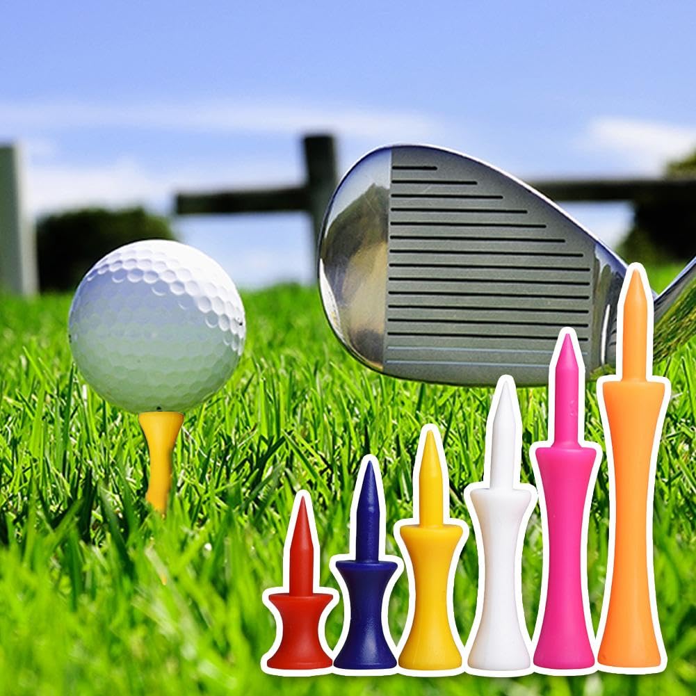 20pcs Unbreakable Reusable Plastic Golf Tees - Colorful Graduated Castle Design for Beginners | Perfect for Driving Range Practice & Backyard Golf Training