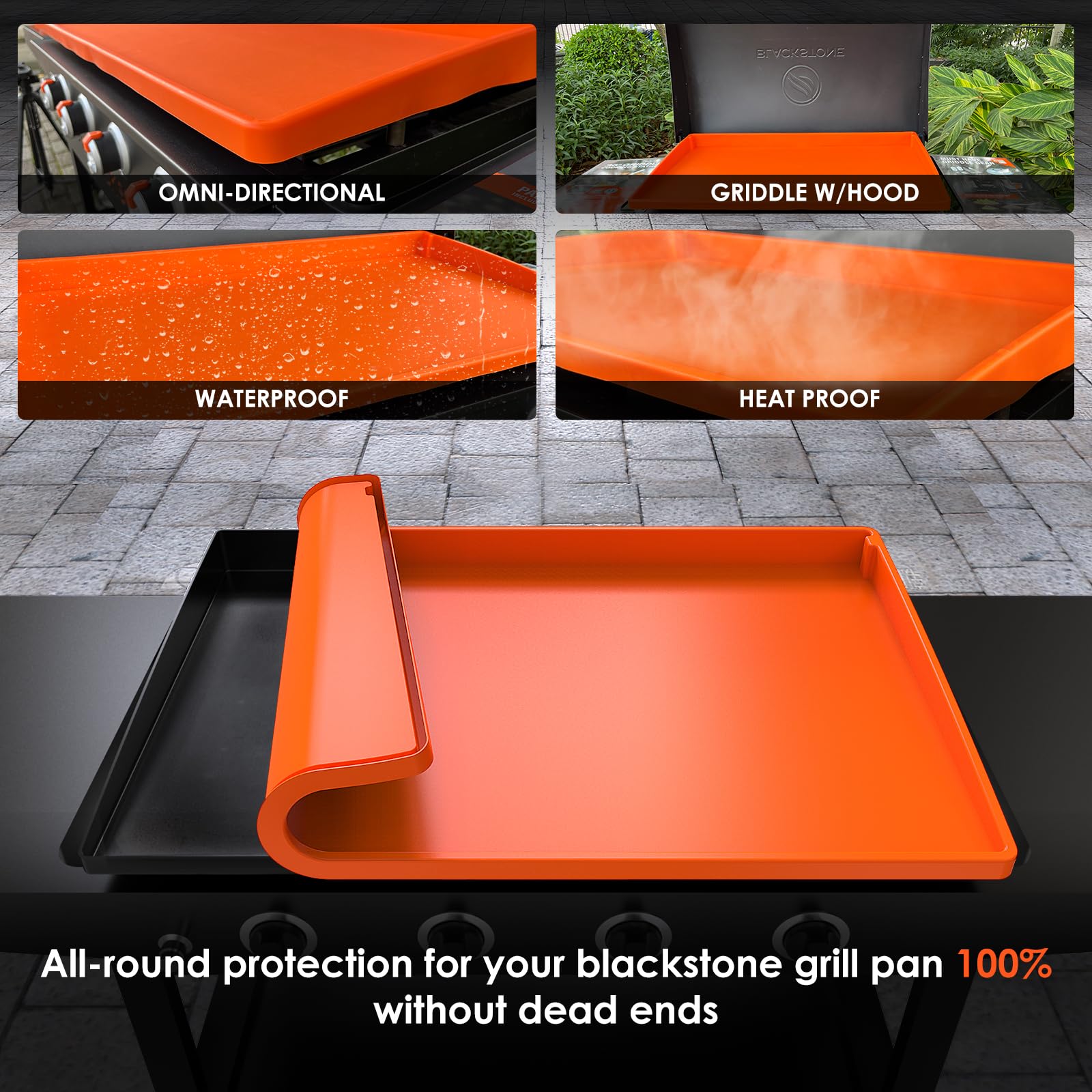 Upgraded Heavy Duty Silicone Griddle Cover Mat - Full Edge Protection for 36