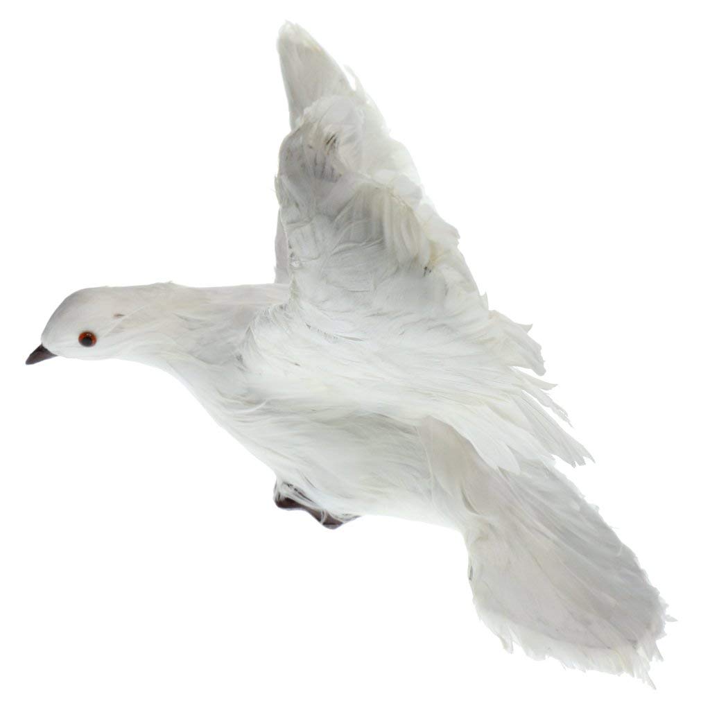 Realistic Artificial Pigeon Bird with Feathers - White Flying Garden Decoration for Trees, Patio & Outdoor Decor | Perfect for Halloween, Christmas & Wedding Decorations