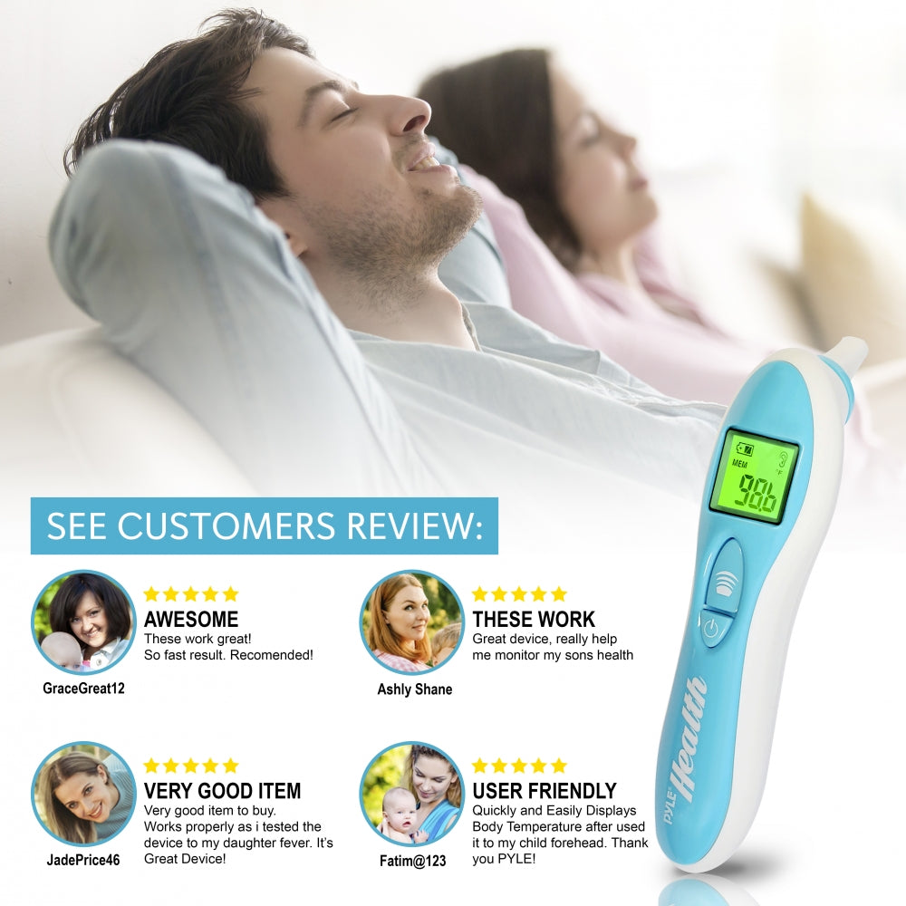 Bluetooth Infrared Ear Thermometer - Accurate Digital Fever Thermometer for Adults & Kids - Fast, Non-Contact Temperature Measurement for Home, Hospital & Travel Use
