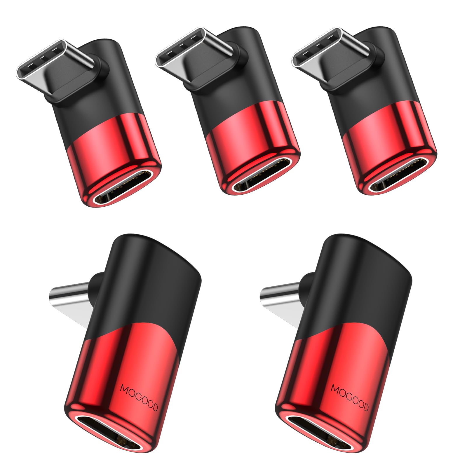90 Degree Right Angle USB C Male to Female Adapter (5 Pack) - USB C Extender for MacBook Pro, iPad Pro, Nintendo Switch & Steam Deck - Perfect for Tight Spaces & Cable Management