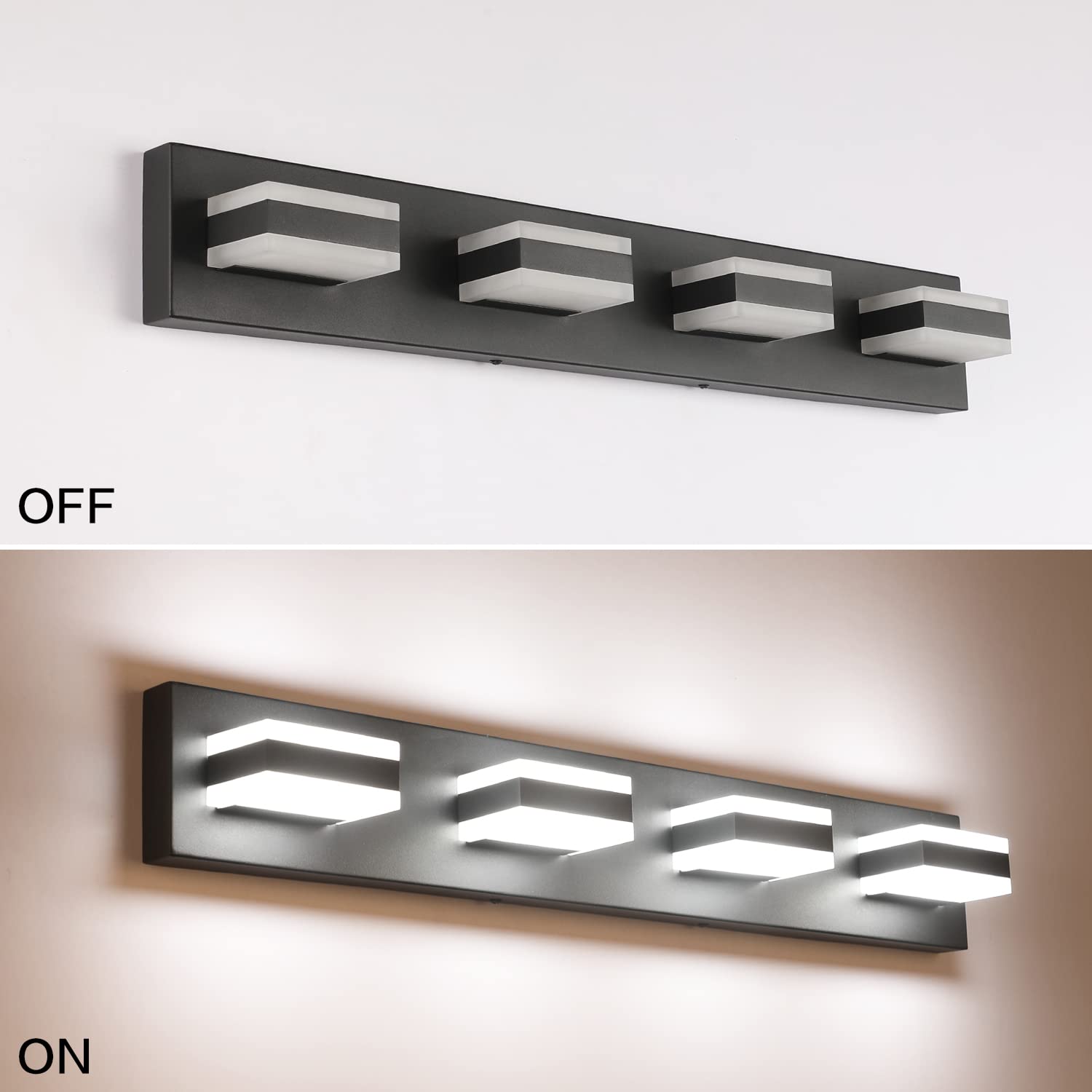 SOLFART Black Bathroom Vanity Light Fixture - 4-Light LED Bathroom Sconce with Matte Black Finish for Modern Home Decor | Perfect for Bathroom, Powder Room & Dressing Room Lighting