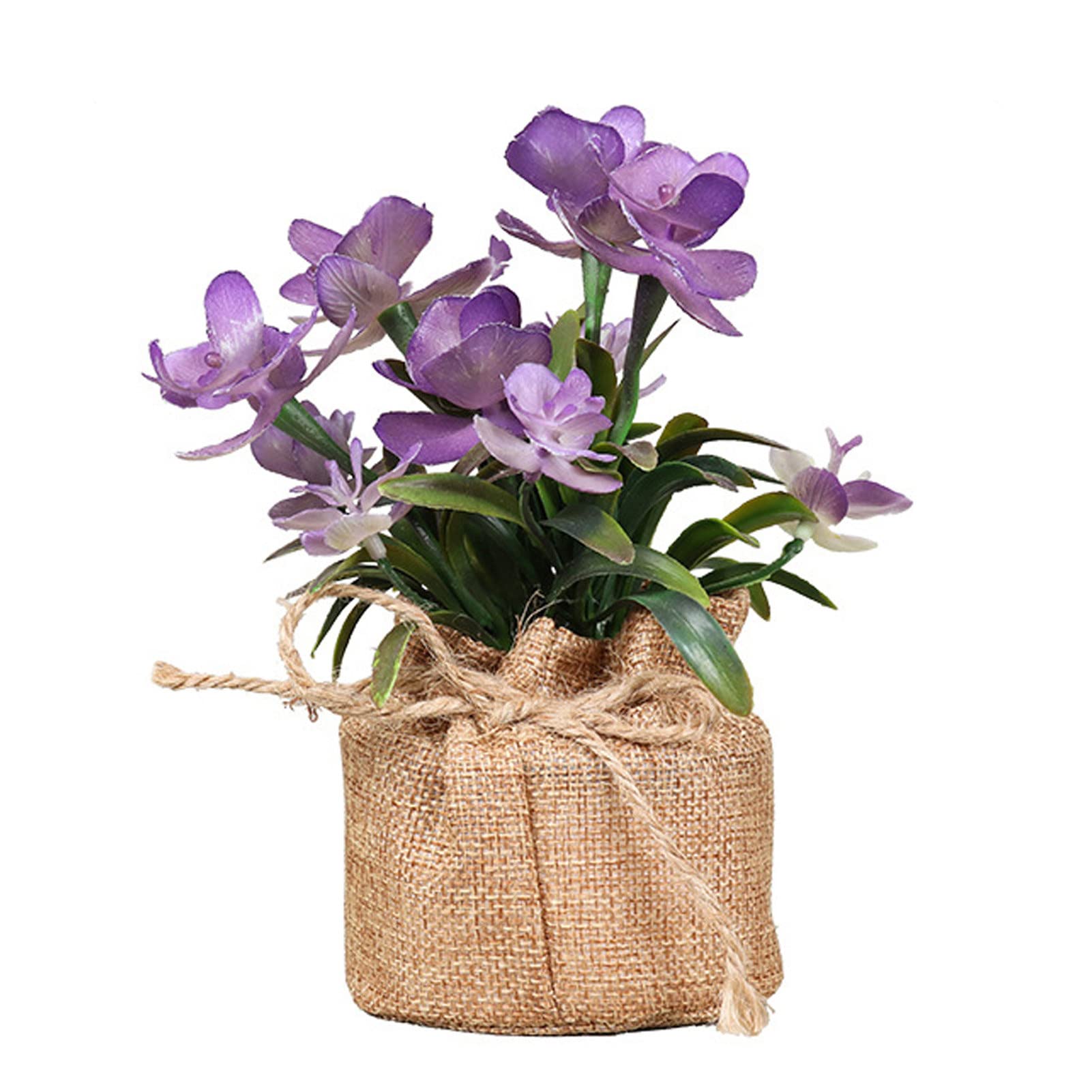 Artificial Potted Plants - Fake Plastic Linen Rope Decor for Home & Office | Low Maintenance Desktop Plants for Living Room, Bedroom, and Workspace Decor
