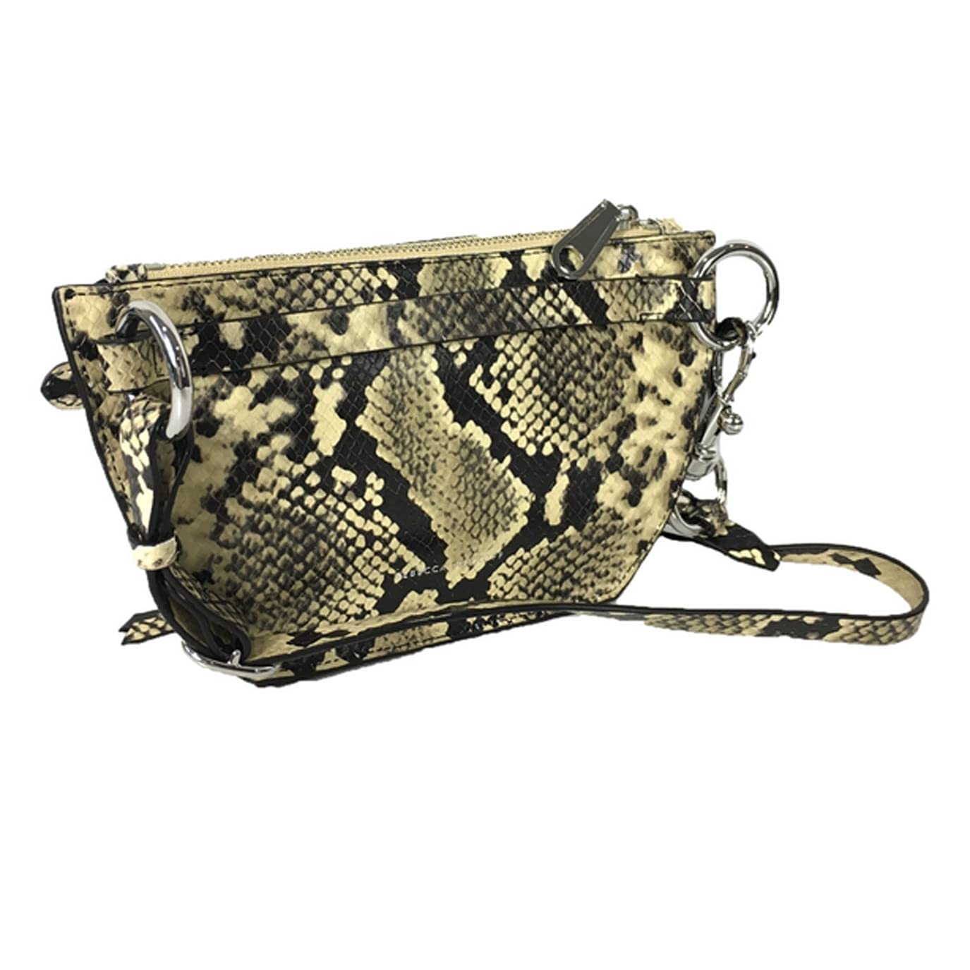 Rebecca Minkoff Women's Hayden Snake Embossed Leather Crossbody Belt Bag in Butter Multi - Stylish Hands-Free Purse for Travel, Concerts & Everyday Use