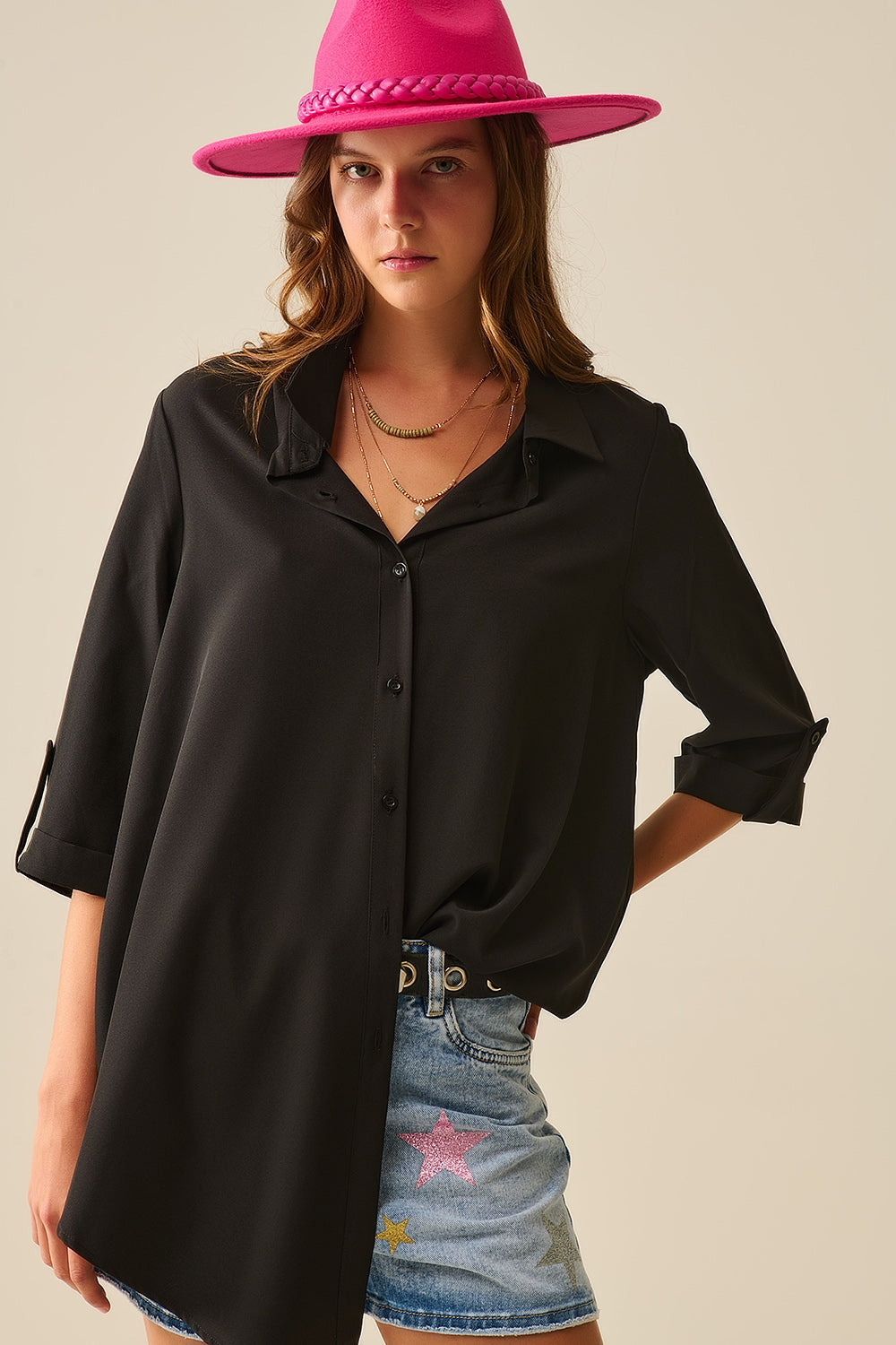 Soft and Lightweight Black Cotton Shirt for Women - Perfect for Casual Wear, Office, and Everyday Comfort