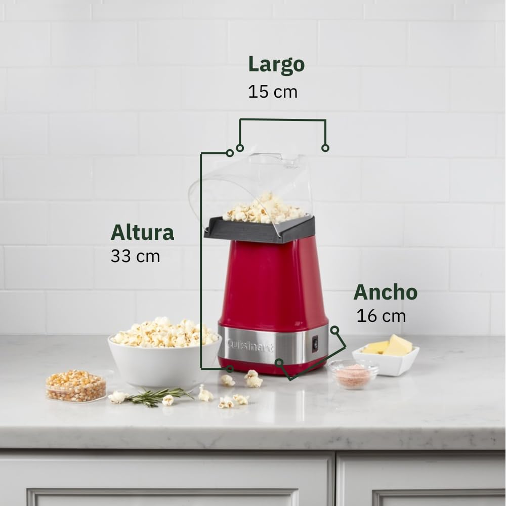Cuisinart EasyPop Hot Air Popcorn Maker - Healthy Snack Machine for Home Theater, Movie Nights & Family Gatherings (Red)