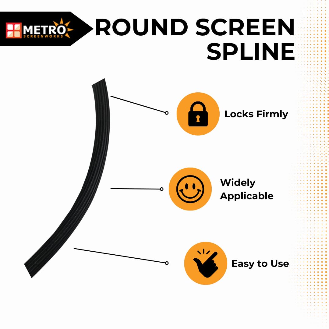 .230 Round Screen Spline for Window Screen - 1500ft Black Vinyl Spline Roll - Replacement for Windows, Pool Enclosures, Patio & Porch Screens | DIY Home Improvement & Screen Repair