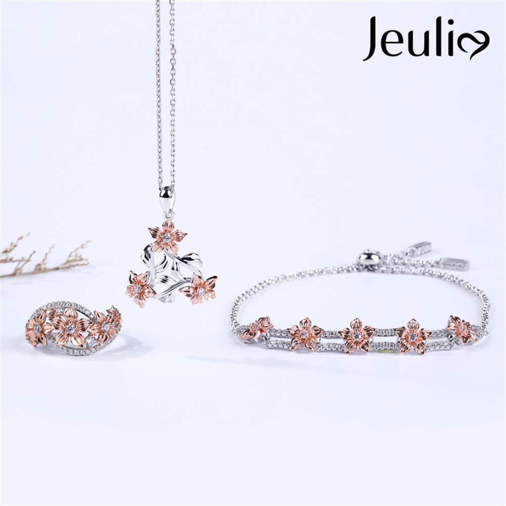 Jeulia 925 Sterling Silver Floral Ring for Women - Elegant Flower Band Ring with Brilliant Diamonds | Wedding, Engagement, Anniversary, Promise Jewelry Set | Perfect for Romantic Gifts & Special Occasions