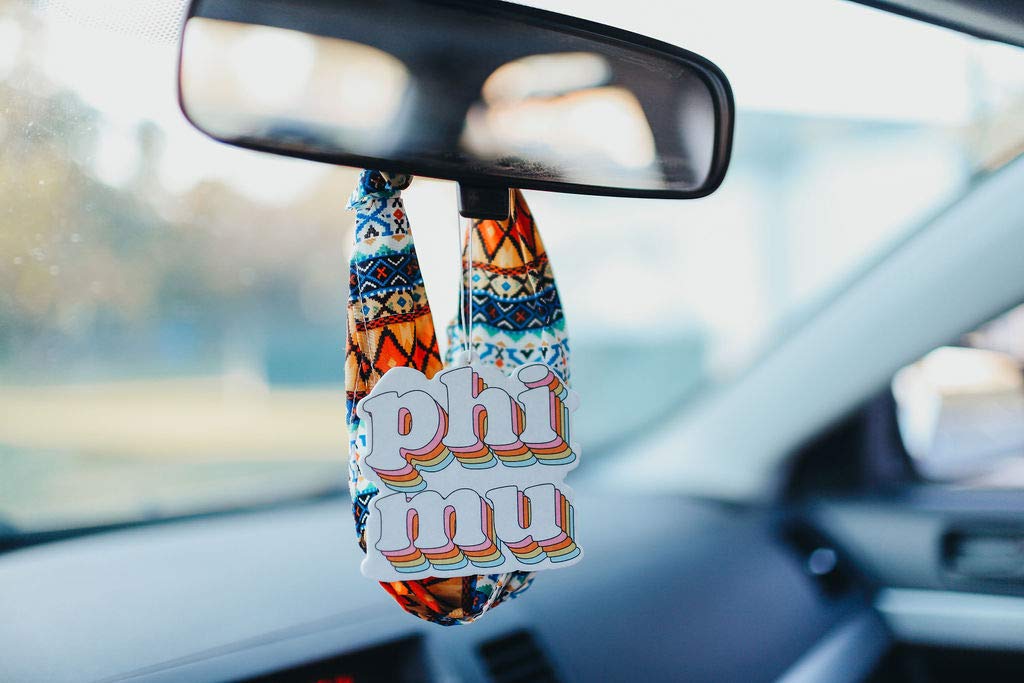 Phi Mu Bubblegum Scented Retro Air Freshener - Sorority Car & Dorm Accessory - Greek Life Gift for Sisters - Perfect for Vehicles, Lockers & College Dorms