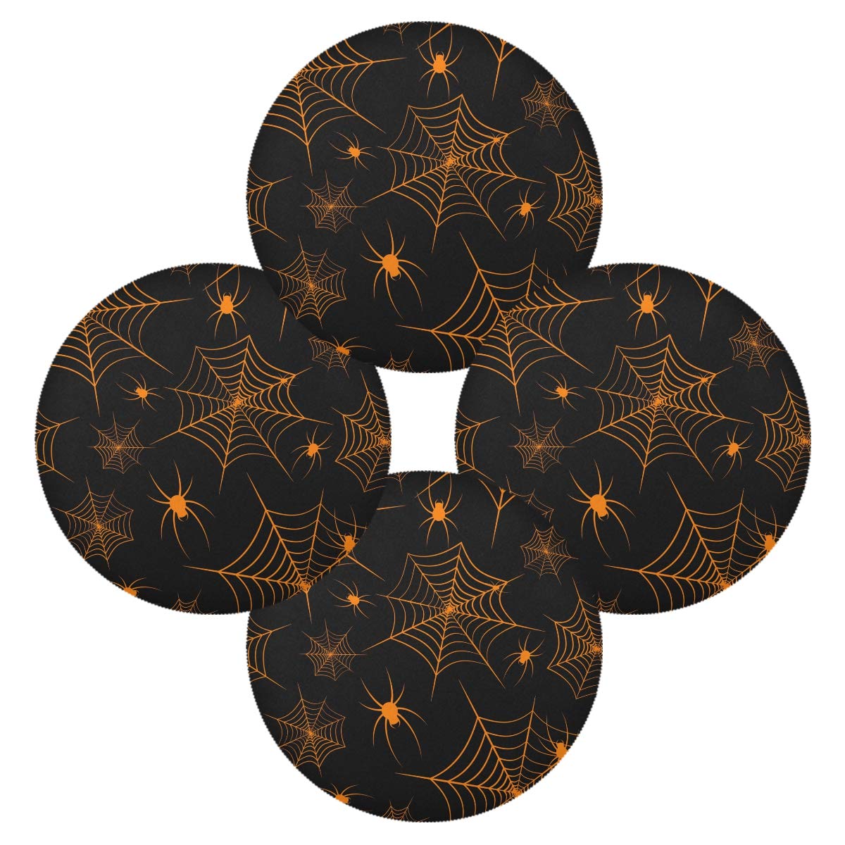 Halloween Spiderweb Round Table Mats Set of 1 - Heat Resistant Non-Slip Polyester Placemats for Dining Table Decor - Washable & Easy to Clean - Perfect for Halloween Parties, Thanksgiving Dinners & Holiday Home Decor