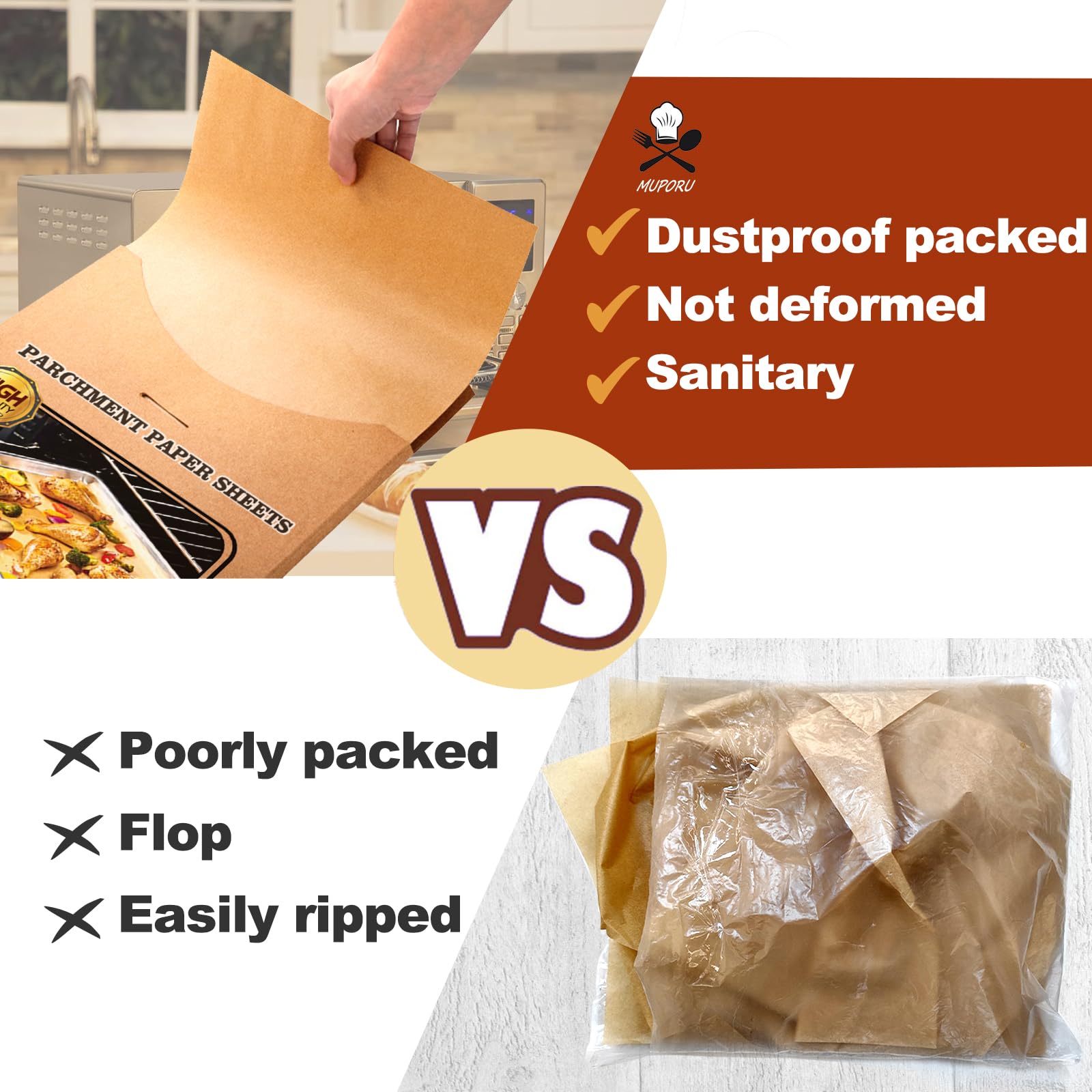 Air Fryer Liners for Emeril Lagasse 26QT XL Air Fryer & French Door 360 Toaster Oven - 200pcs Non-Stick Parchment Paper - Perfect for Baking, Roasting & Healthy Cooking