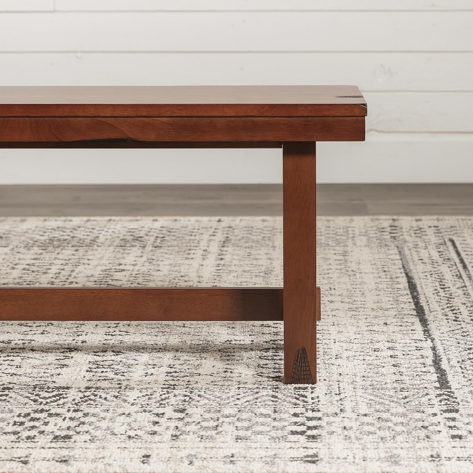 Rustic Farmhouse Wood Distressed Dining Bench - 60 Inch Kitchen Table Bench Seat for 3 - Brown Oak Finish - Perfect for Farmhouse Kitchens, Dining Rooms & Breakfast Nooks