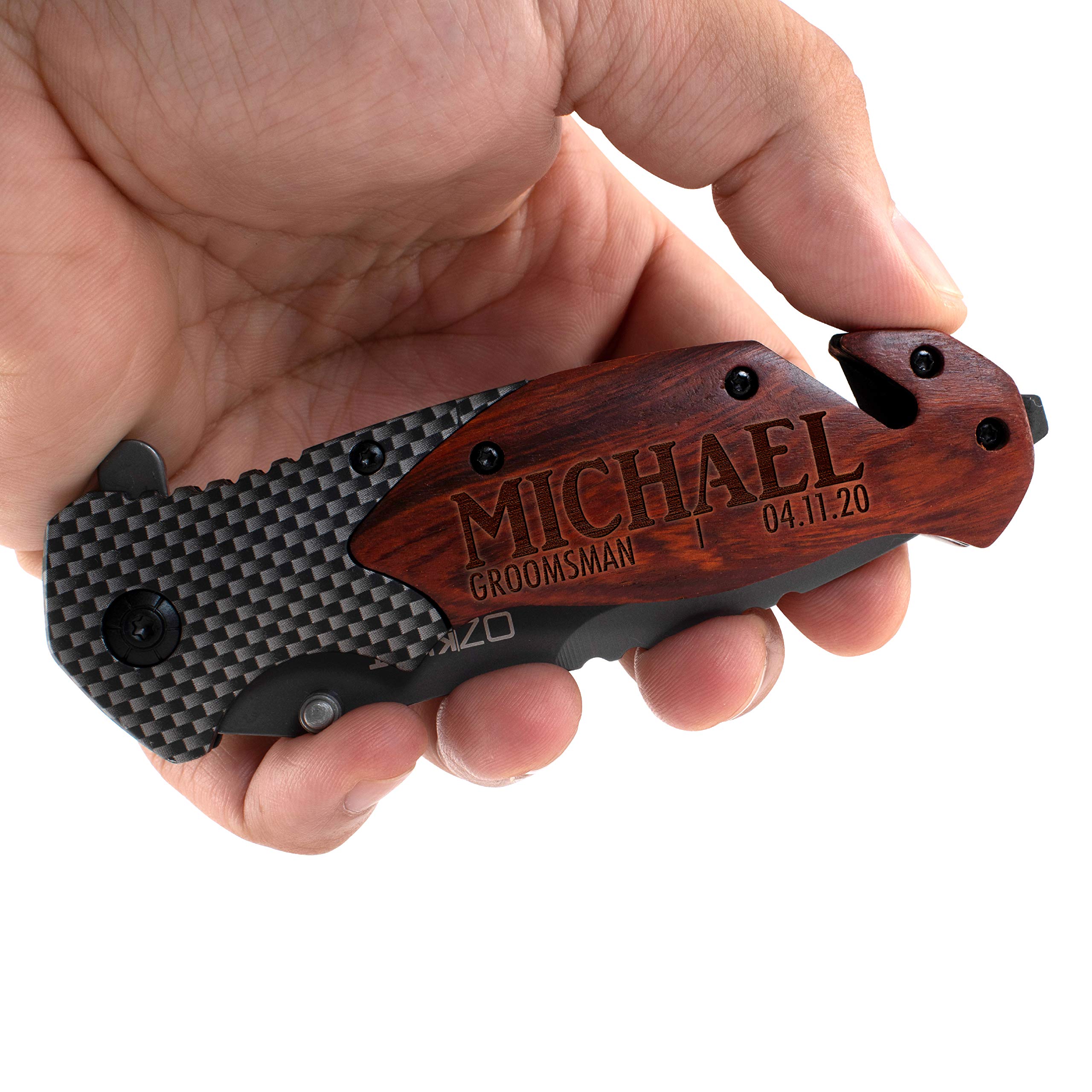 Personalized Groomsmen Pocket Knife Set of 6 - Custom Engraved with Name, Title & Date - Unique Groomsman Gift for Wedding - Perfect for Best Man, Ushers & Bridal Party - Great for Outdoor Adventures, Camping & Everyday Carry