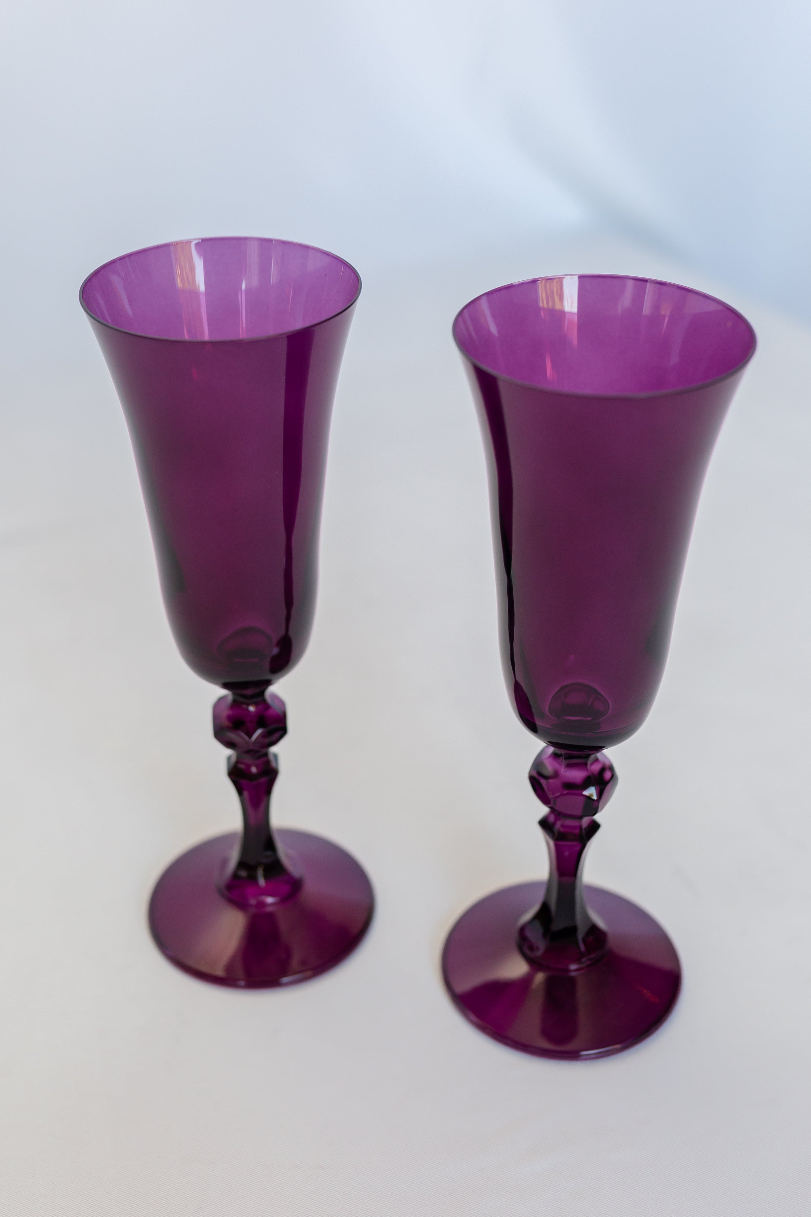 Estelle Colored Regal Flute Set of 2 - Elegant Amethyst Glass Flutes for Wine, Champagne & Cocktails | Perfect for Weddings, Parties & Special Occasions