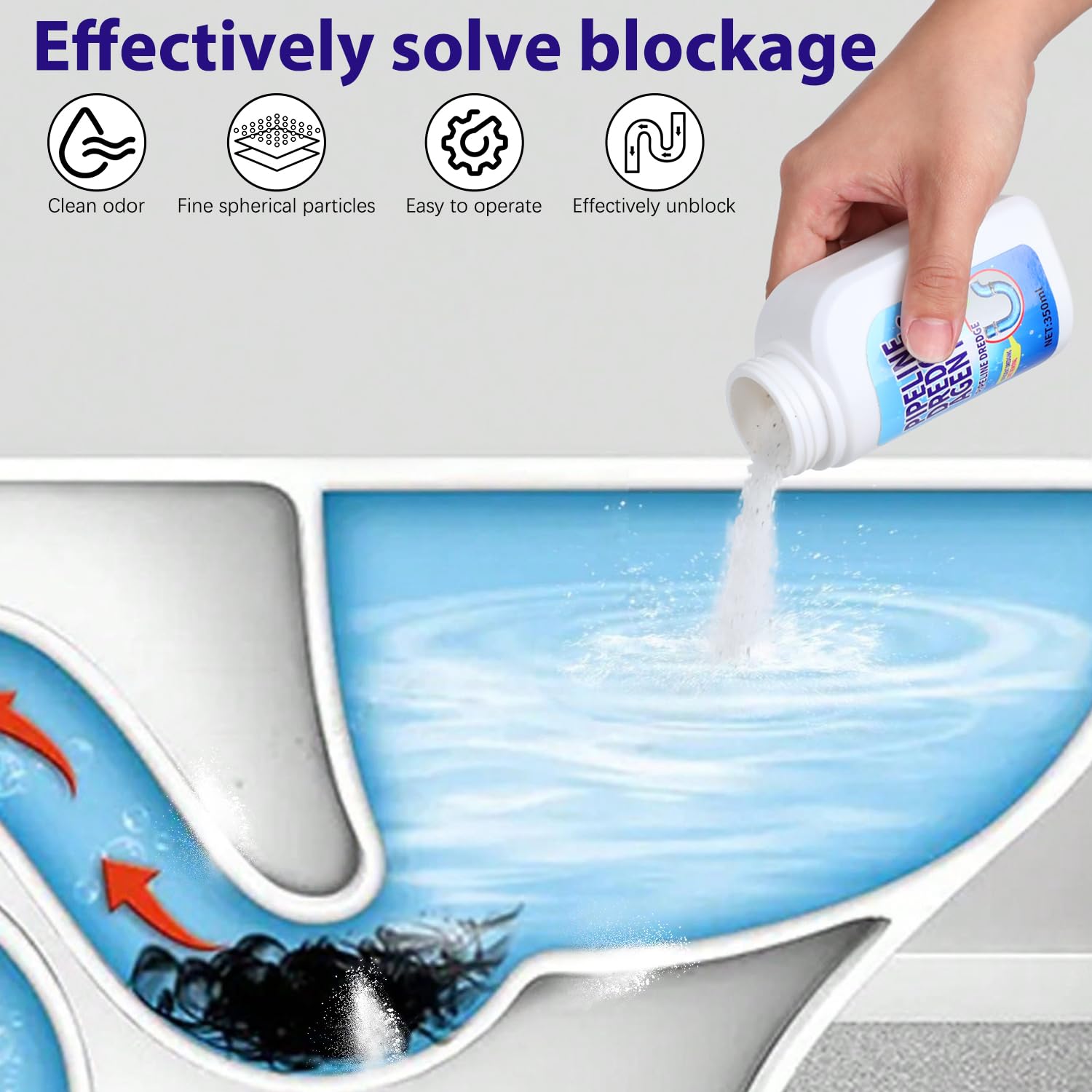 Powerful Pipeline Dredging Agent & Drain Clog Remover - Kitchen Unblocker, Sink & Drain Cleaner Powder for Quick Cleaning - Ideal for Kitchen, Bathroom, and Home Maintenance
