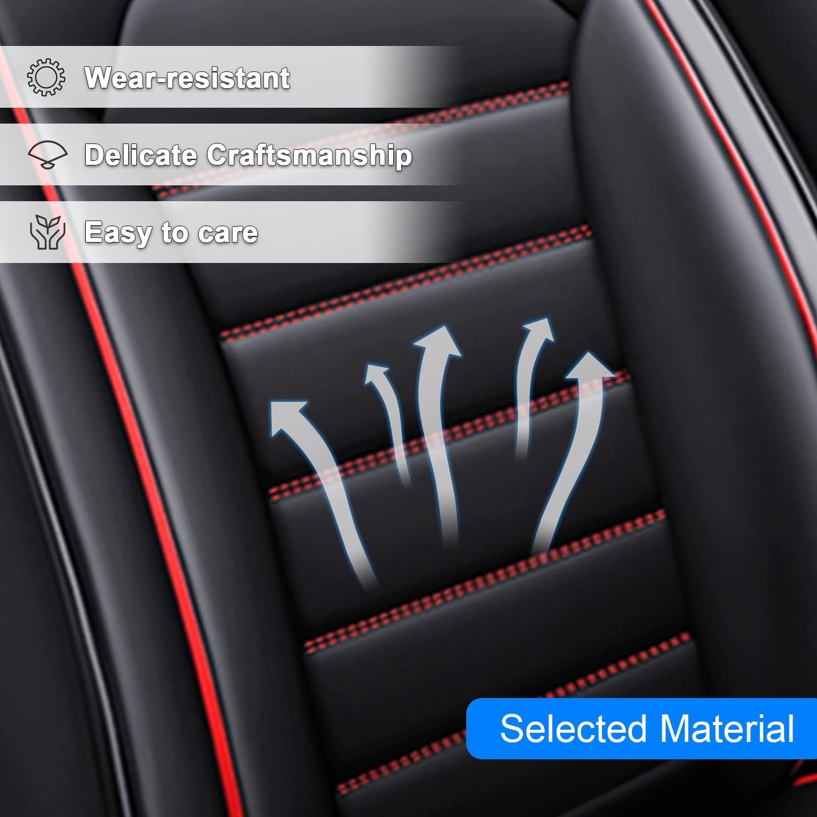 Premium Full Coverage Car Seat Covers for Sedan, SUV & Truck - Universal Fit for Honda Civic, Insight & More (Black/Red) - Includes 4 Comfort Pillows - Perfect for Road Trips, Daily Commute & Vehicle Protection
