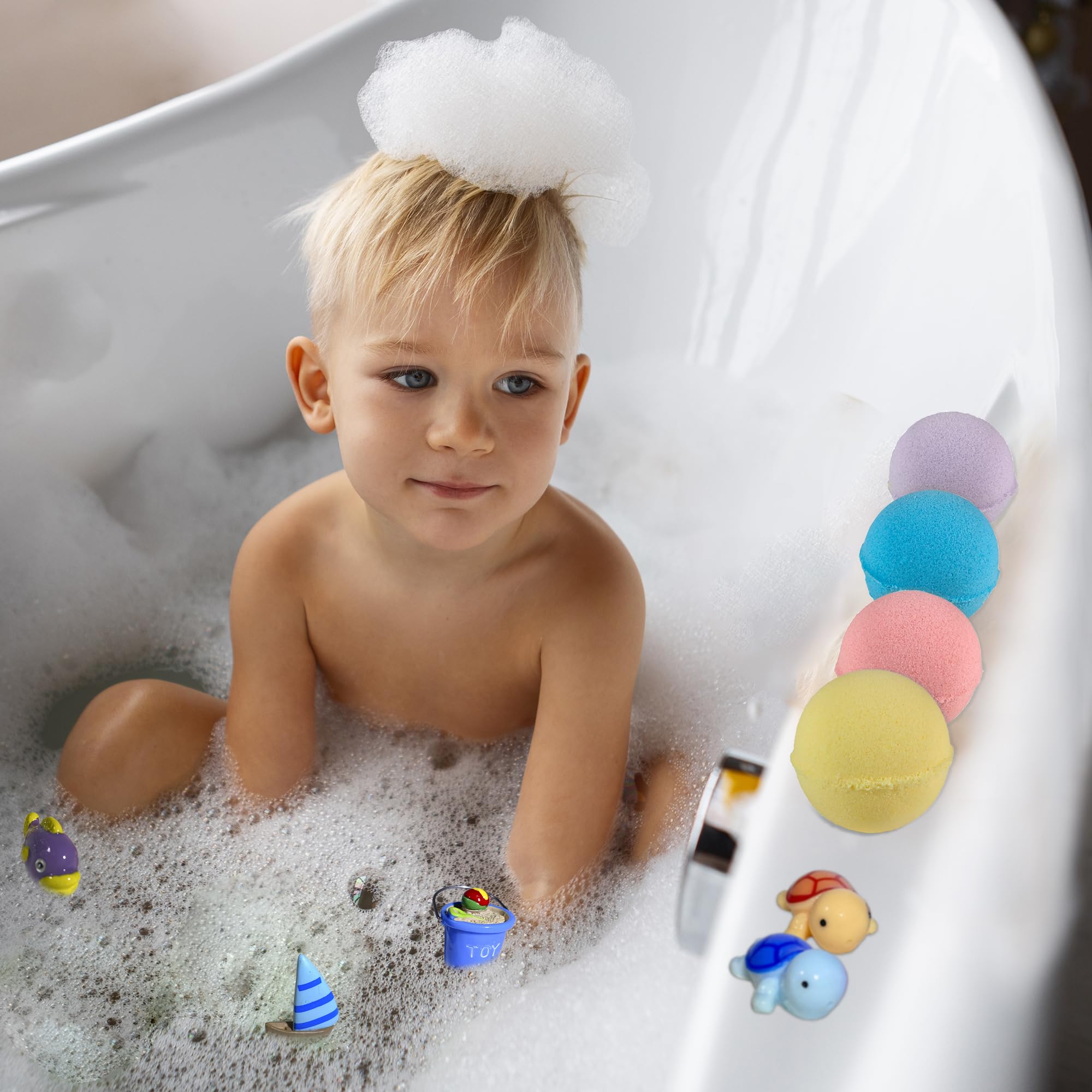 Kids Bath Bombs Set with Surprise Beach Toys Inside - Hypoallergenic & Safe for Sensitive Skin - Colorful Fizzing Bubble Bath Bombs with Hidden Toys - Handmade in USA - Perfect for Birthday Gifts & Relaxing Bath Time Fun