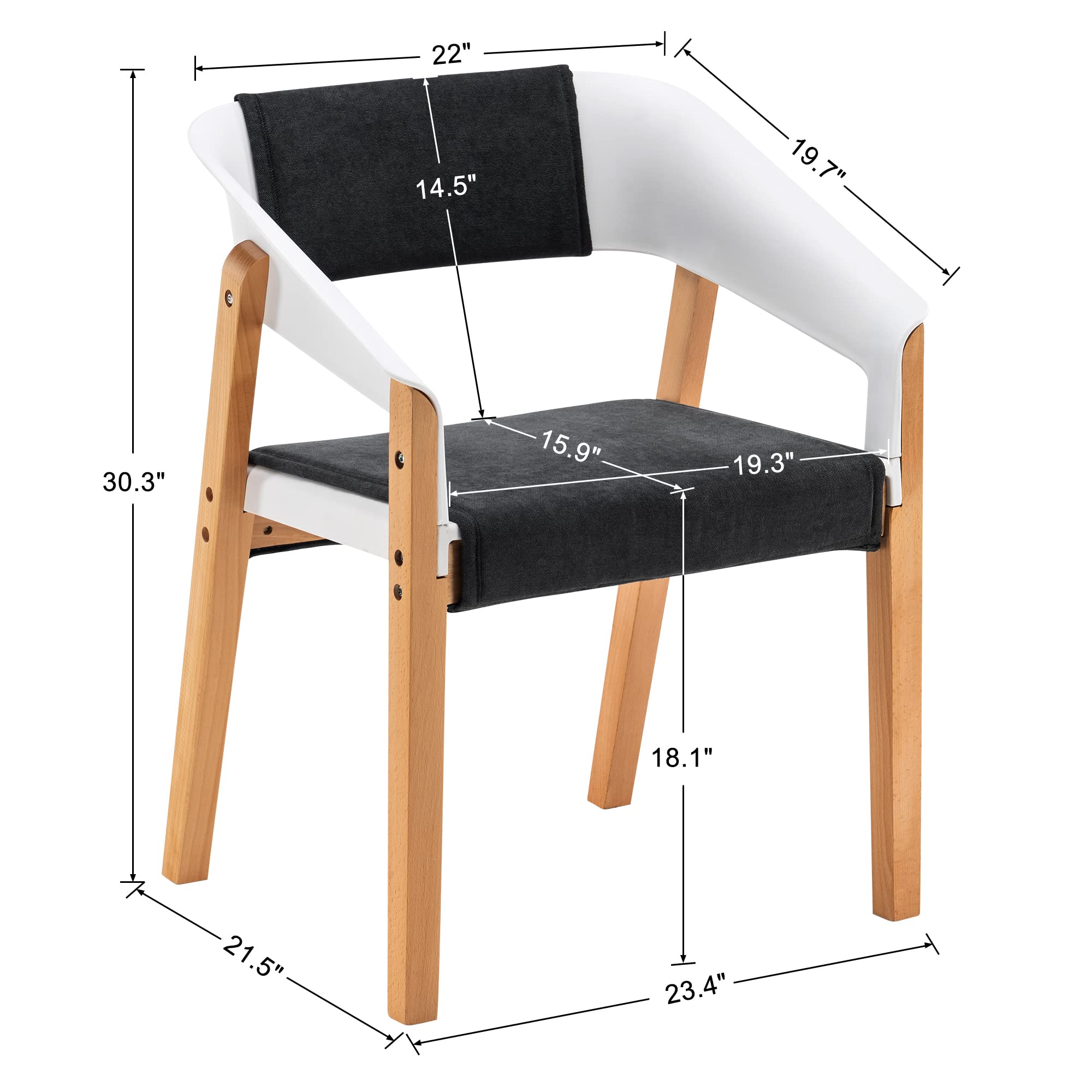 ivinta Patio Dining Chairs Set of 2 - Indoor Outdoor Chairs with Ergonomic Design & Solid Wood Legs for Living Room, Restaurant, Garden - Perfect for Backyard BBQs, Poolside Lounging & Outdoor Entertaining