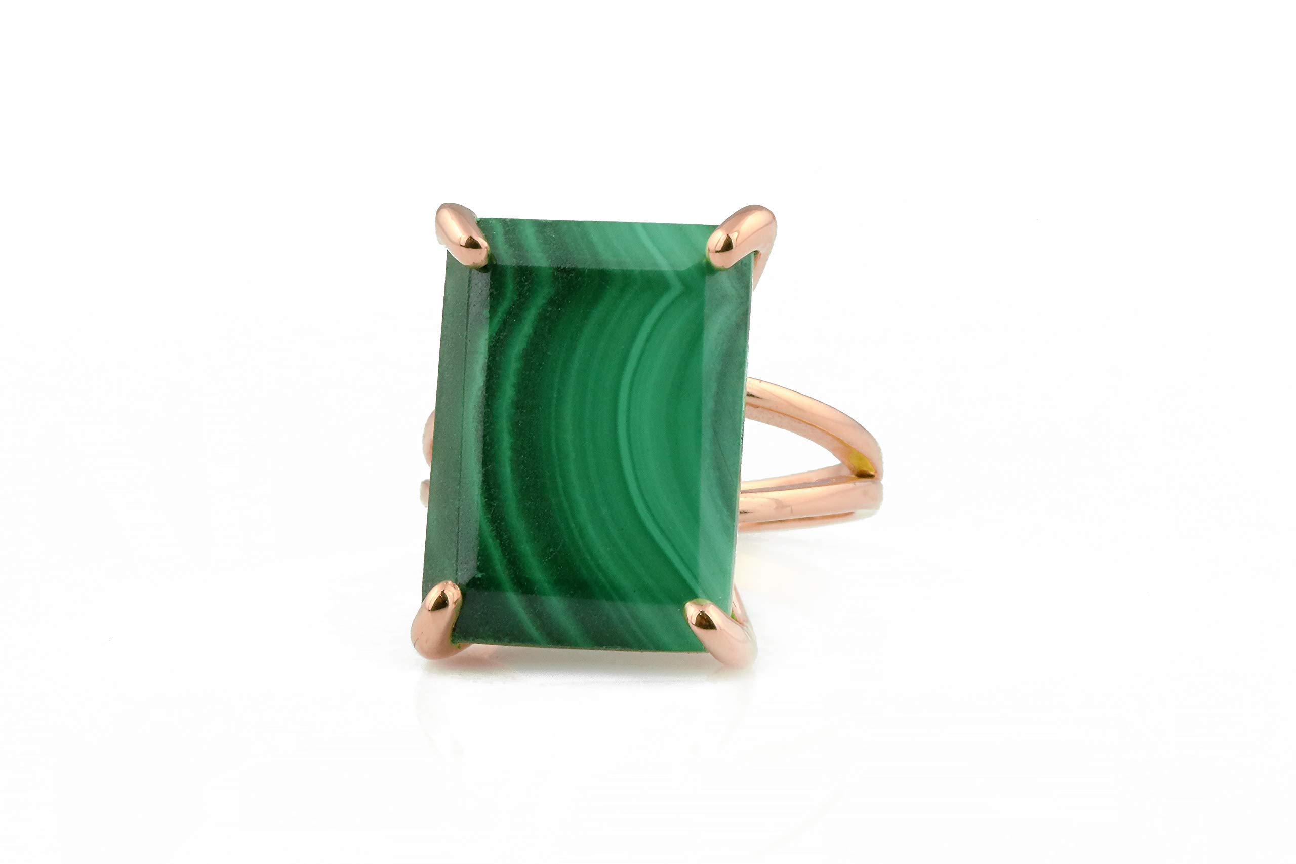 Malachite Crystal Statement Ring for Women - Handmade Jewelry Gift for Her - Perfect for Casual & Bridal Wear
