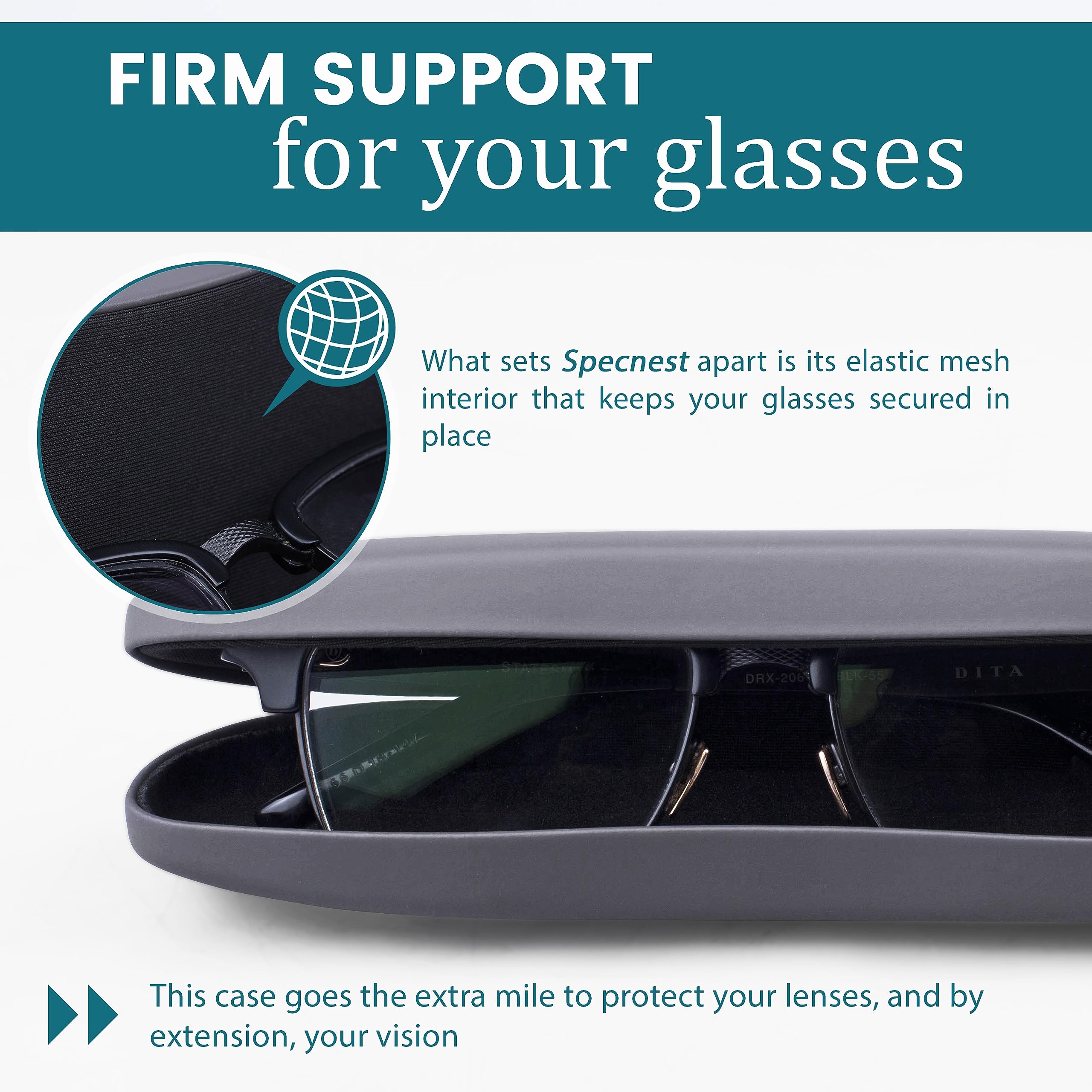 Thin & Slim Hard Shell Glasses Case - Stainless Steel with Vegan Leather - Modern Professional Eyeglass Holder for Men & Women - Perfect for Travel, Office & Daily Use