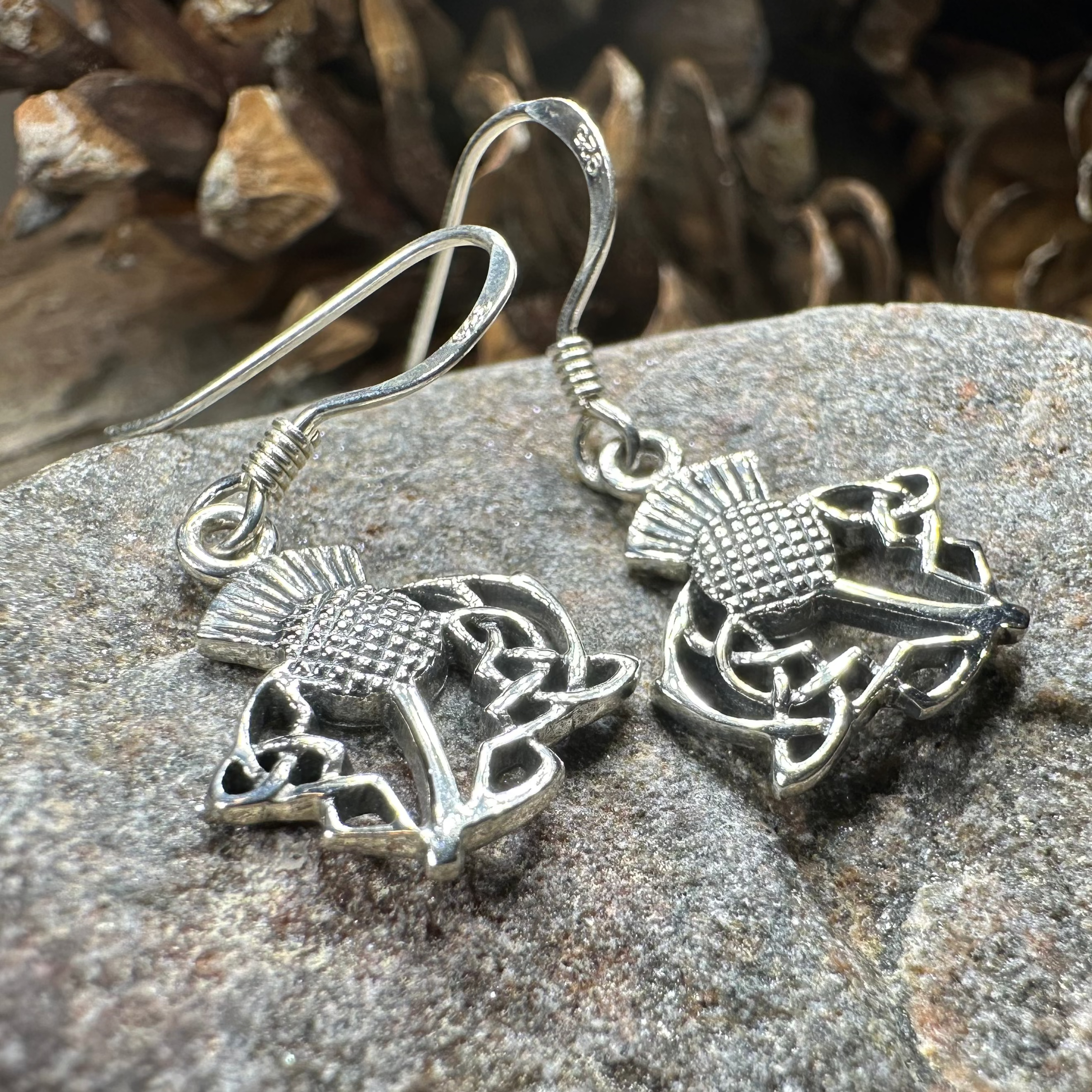 Megan Thistle Earrings - Sterling Silver Floral Dangle Earrings for Women | Elegant Celtic Jewelry Gift for Her | Perfect for Weddings, Parties & Everyday Wear