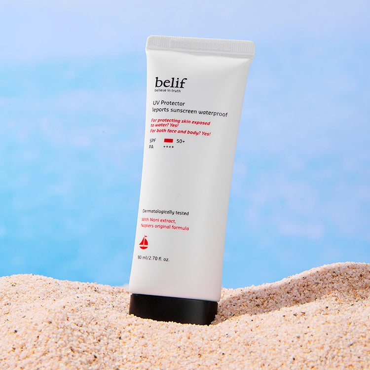 Belif UV Protector Waterproof Sunscreen SPF50+ PA++++ 80ml – Lightweight, Non-Greasy Face & Body Sunscreen for Outdoor Sports, Swimming & Daily Use