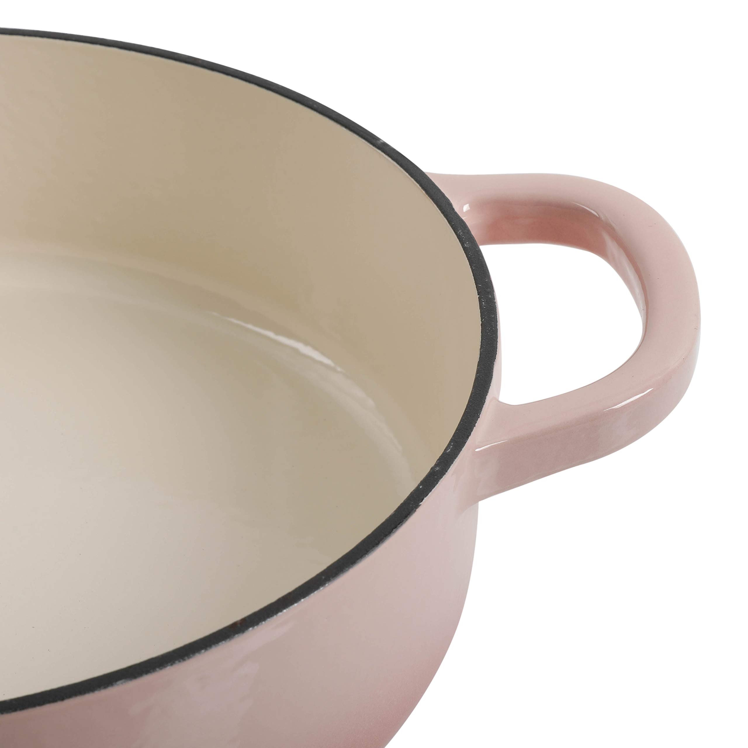 Crock Pot Artisan Enameled Cast Iron Braiser with Lid - 5-Quart Blush Pink Dutch Oven for Slow Cooking, Roasting & Baking - Perfect for Soups, Stews, Casseroles & Family Dinners