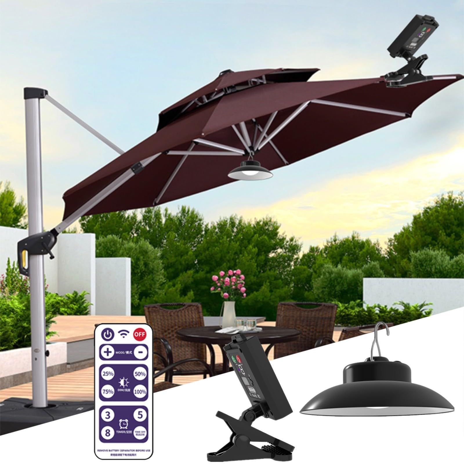 Solar Umbrella Lights Outdoor with Remote - Perfect for Beach, Camping & Garden Parties