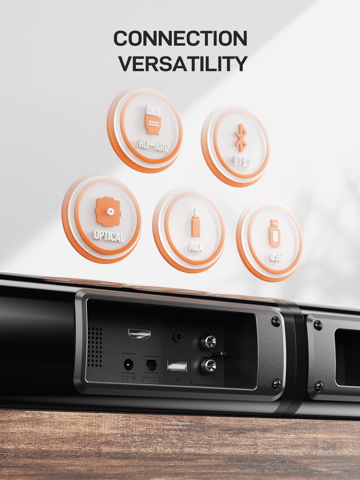 MEVOSTO 2-in-1 Separable Soundbar for TV with Built-in Subwoofer - 2.2CH, HDMI ARC/Optical/AUX/BT 5.0, Adjustable Bass/Treble, Wall Mountable - Perfect for Home Theater, Gaming PC, and Surround Sound Experience