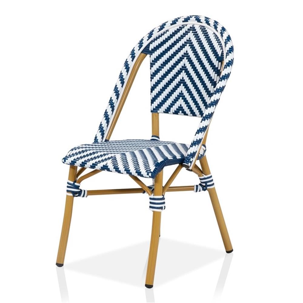 Acti Modern Aluminum Patio Dining Chair in Blue - Outdoor Furniture for Garden, Poolside & Backyard Dining | Weather-Resistant & Comfortable