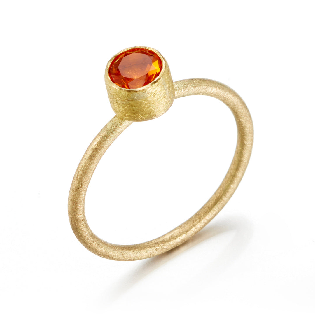 Mexican Fire Opal Ring - 14K Gold Bezel Set Round Gemstone Jewelry for Women, Perfect for Engagement, Wedding & Everyday Wear