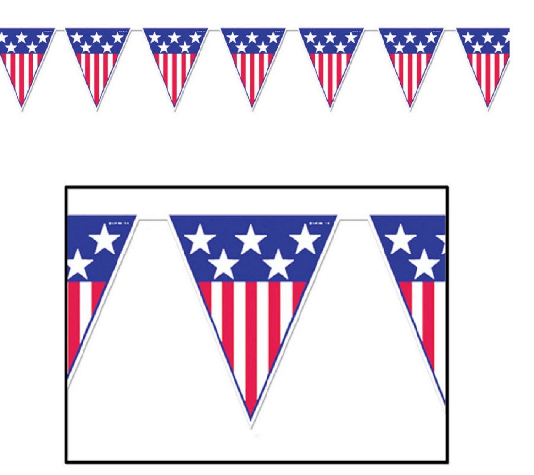 Spirit of America Patriotic Pennant Banner - 1 Count Party Decoration for 4th of July, Memorial Day & Independence Day Celebrations - Perfect for Home, Backyard & Outdoor Events