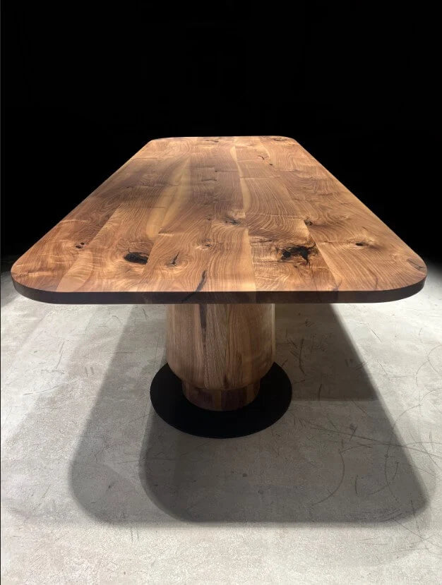 Solid Walnut Wood Edge Glued Dining Table With Wooden Tulip Legs - Modern Farmhouse Kitchen Table for Dining Room & Breakfast Nook