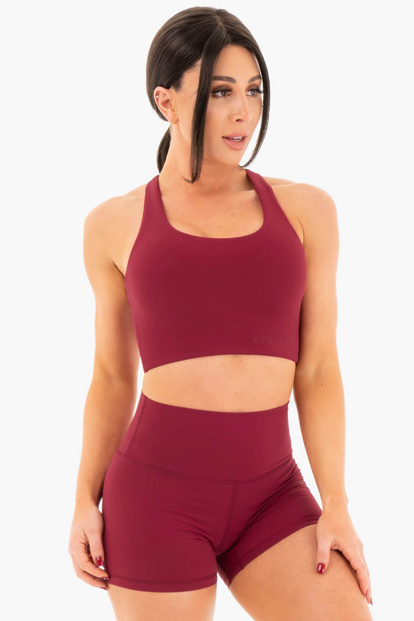 NKD Sports Bra for Women - High Support Workout Top in Berry Red | Perfect for Yoga, Running & Gym