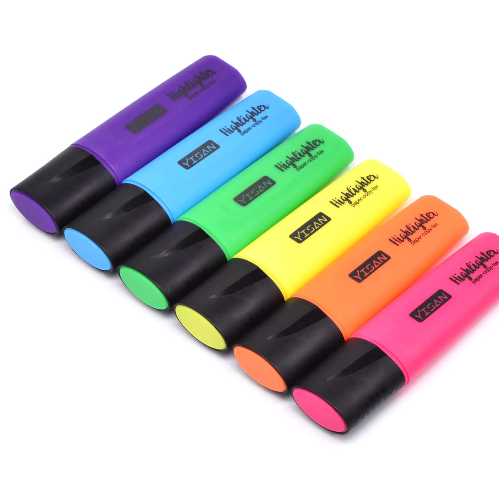 YISAN Chisel Tip Highlighters - 6 Assorted Fluorescent Colors, Quick-Dry Markers for Office & School Use | Perfect for Note-Taking, Journaling, Bible Study & Textbook Marking | Ideal for Students & Professionals