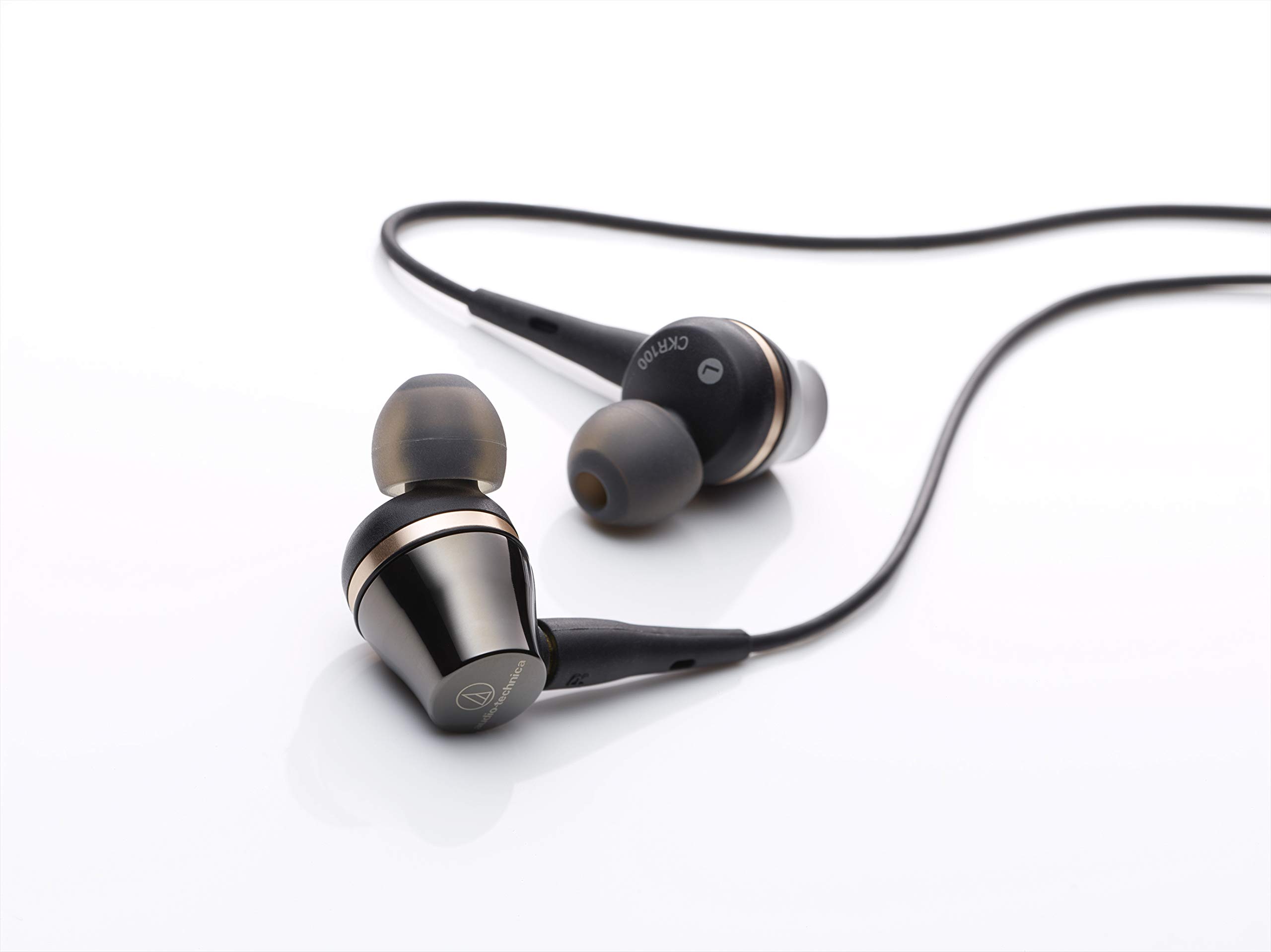 Audio-Technica ATH-CKR100iS High-Resolution In-Ear Headphones with In-Line Mic & Control - Premium Sound for Music Lovers, Commuters & Audiophiles
