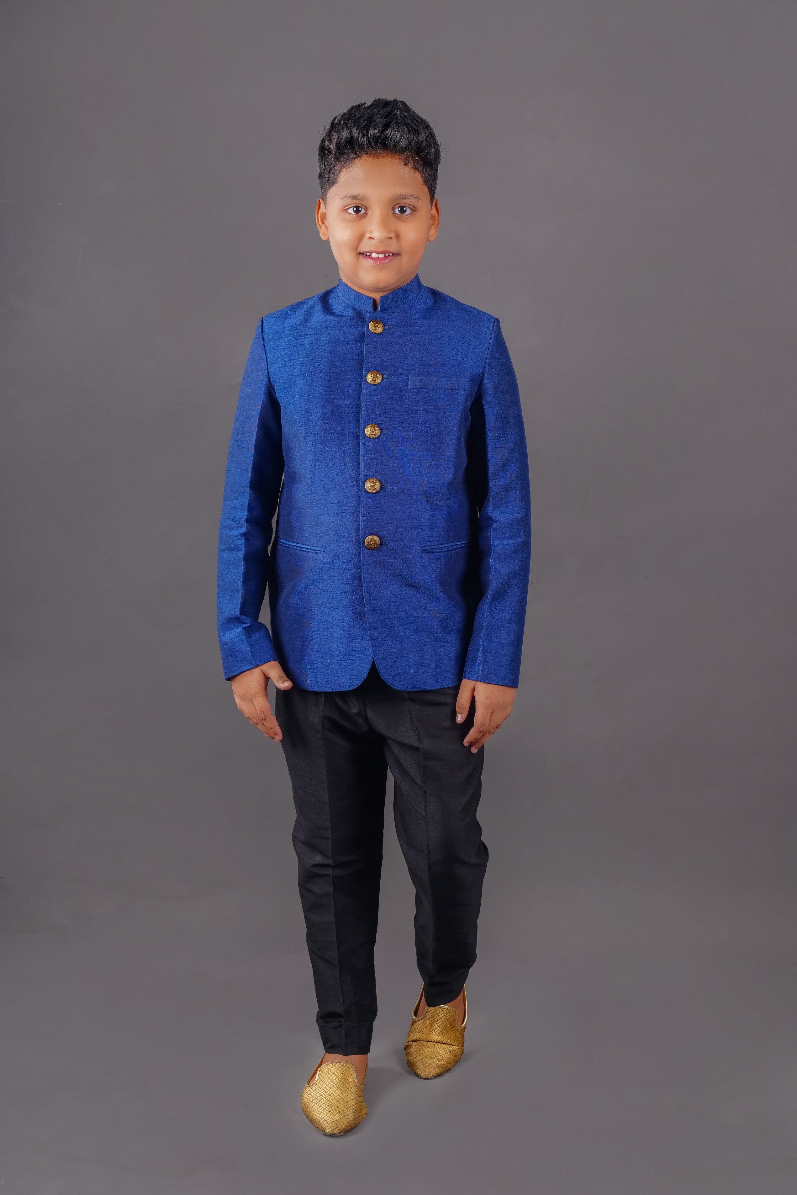 Pre Order: Stylish Blue Bandhgala Suit with Matching Pants for Men – Perfect for Weddings, Parties & Formal Events