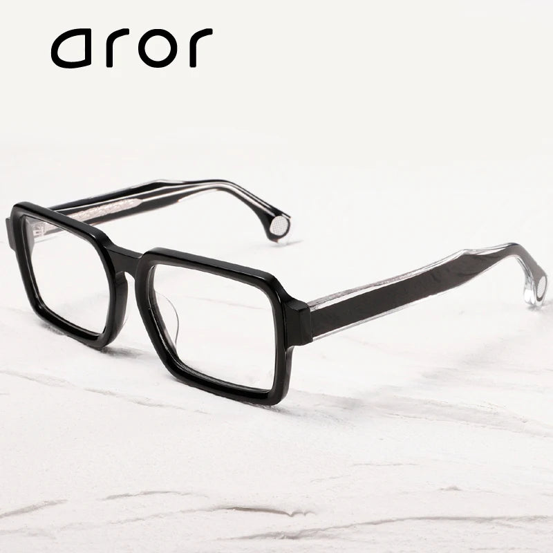 Aror Men's Full Rim Polygon Square Acetate Eyeglasses Frame 19578 - Stylish & Durable Eyewear for Work, Reading & Fashion