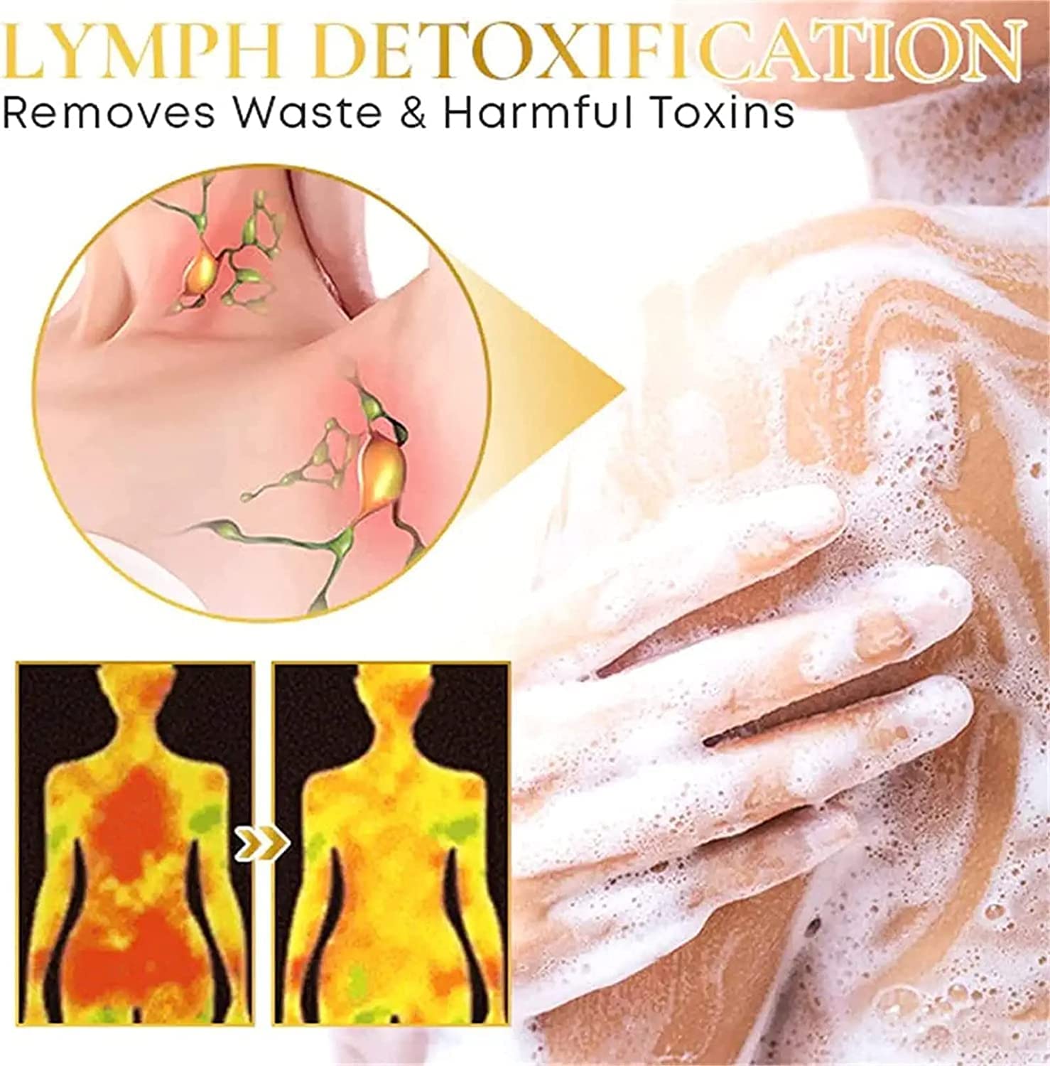 Organic Ginger Lymphatic Drainage Shower Gel - Natural Herbal Moisturizing Body Wash with Gingerol for Skin Rejuvenation & Detox (5 Pack) | Perfect for Post-Workout Recovery & Spa-Like Relaxation at Home