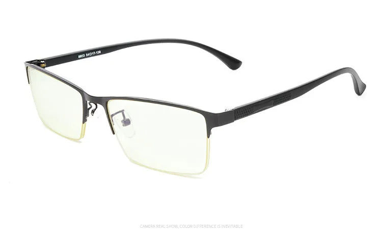 Brightzone Unisex Semi-Rim Square Alloy Eyeglasses Frame 48803 - Lightweight & Durable for Work, Reading & Fashion