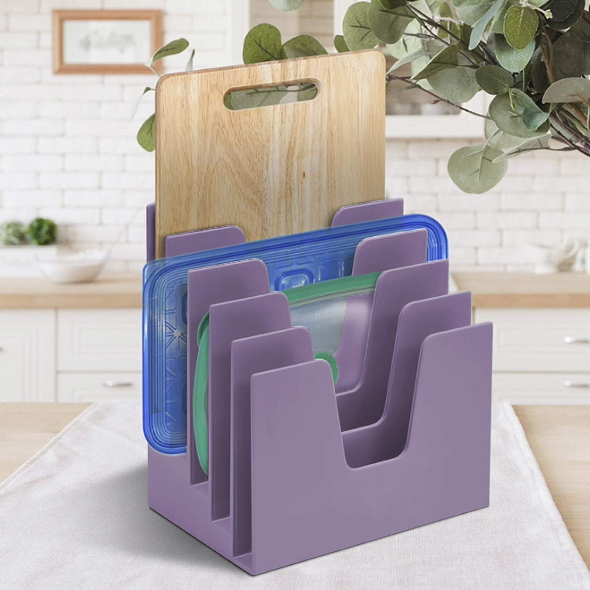 Acrimet 5-Section Incline File Sorter Organizer - Plastic Desktop Mail & Letter Holder for Office Organization - Solid Purple - Perfect for Desk, Mailroom, and Home Office Use