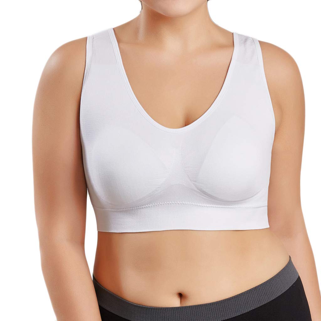 Plus Size Sports Bras for Women - Ultra-Thin Full Coverage Yoga Bra - Pure Color Fitness Top for High-Impact Workouts (White, XXXXXXL) - Perfect for Yoga, Gym & Running