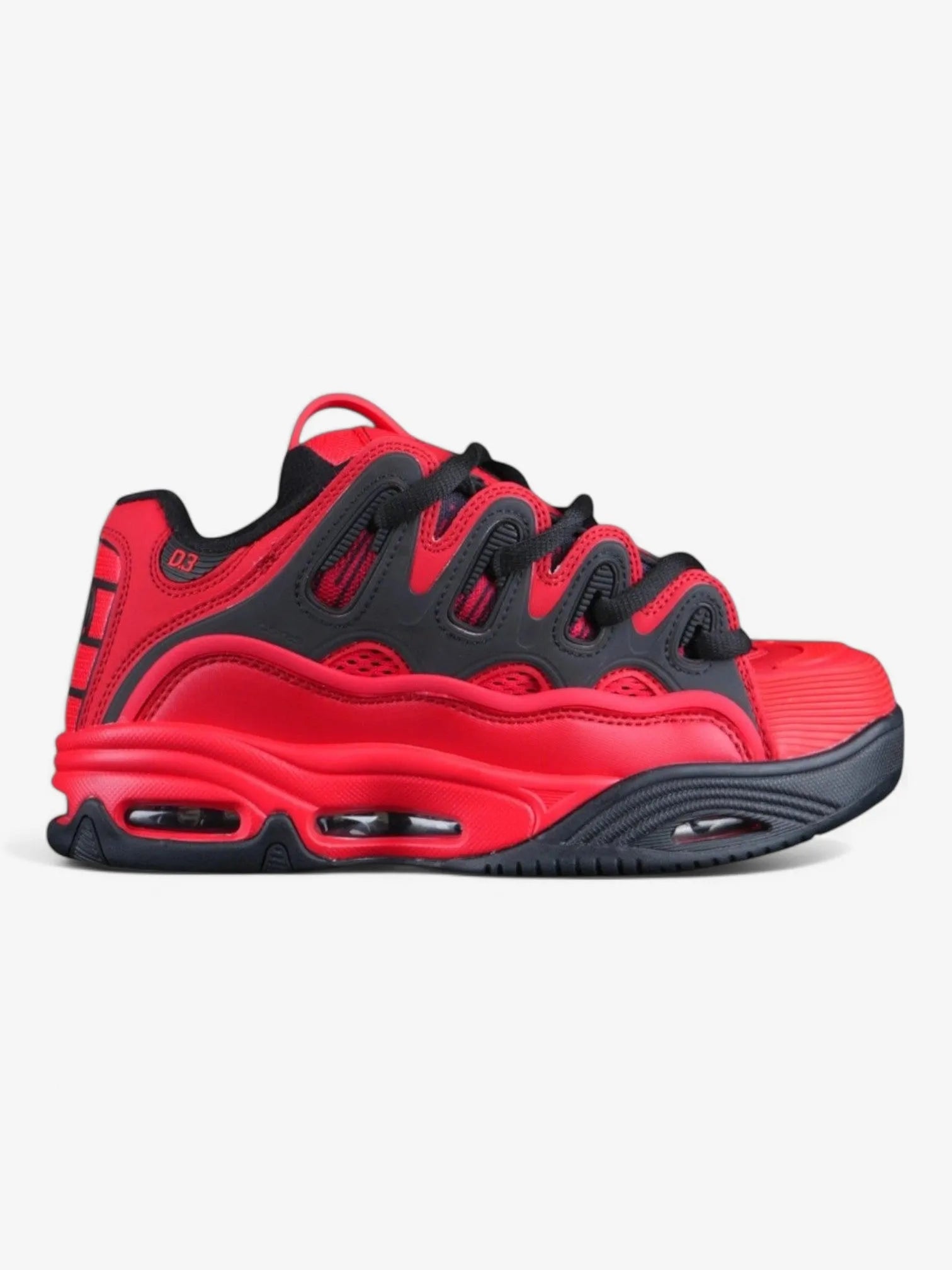 Osiris D3 2001 Skate Shoes - Black & Red High-Top Sneakers for Men | Retro Skateboarding & Streetwear Fashion | Perfect for Skating, Casual Wear & Urban Style