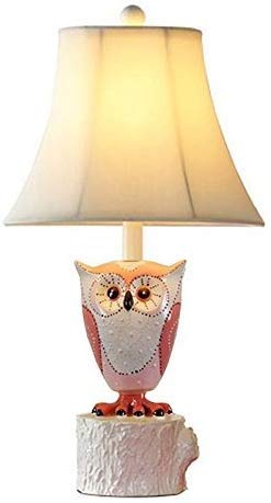 Creative Owl Table Lamp for Kids - Pink Cute Fabric Lampshade with Remote Control, Perfect for Bedroom & Study Room