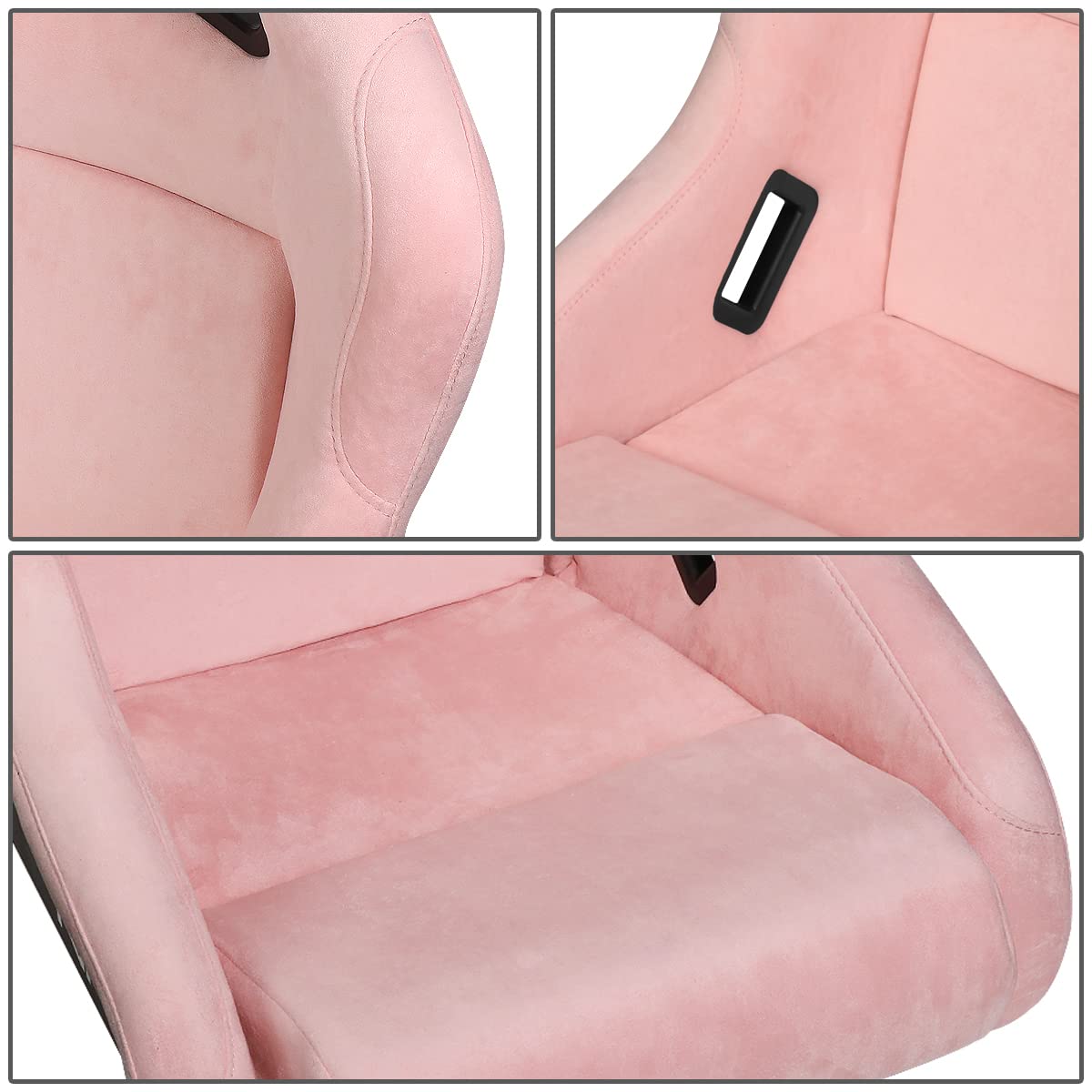 NRG Innovations NRG-FRP-303PK-PRISMA Pink Fiberglass Racing Bucket Seat with Alcantara Cover - 4-Point Harness Compatible for Sports Cars, Drifting & Track Racing - Lightweight & Durable Performance Seat for Enhanced Driving Experience