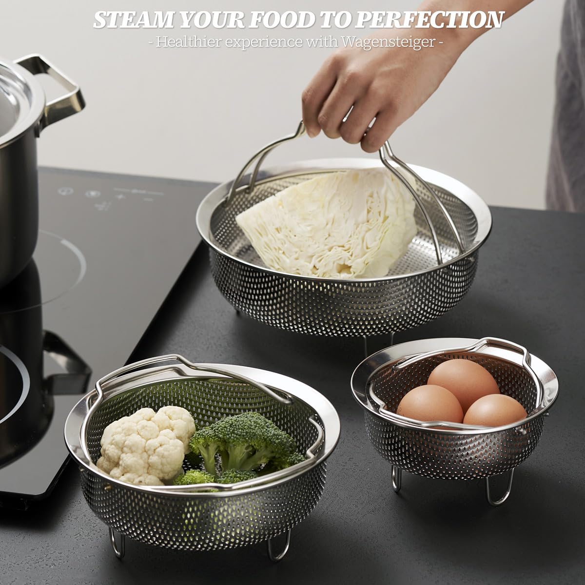 Premium SUS304 Stainless Steel Steamer Basket with Handles & Feet - 7.1